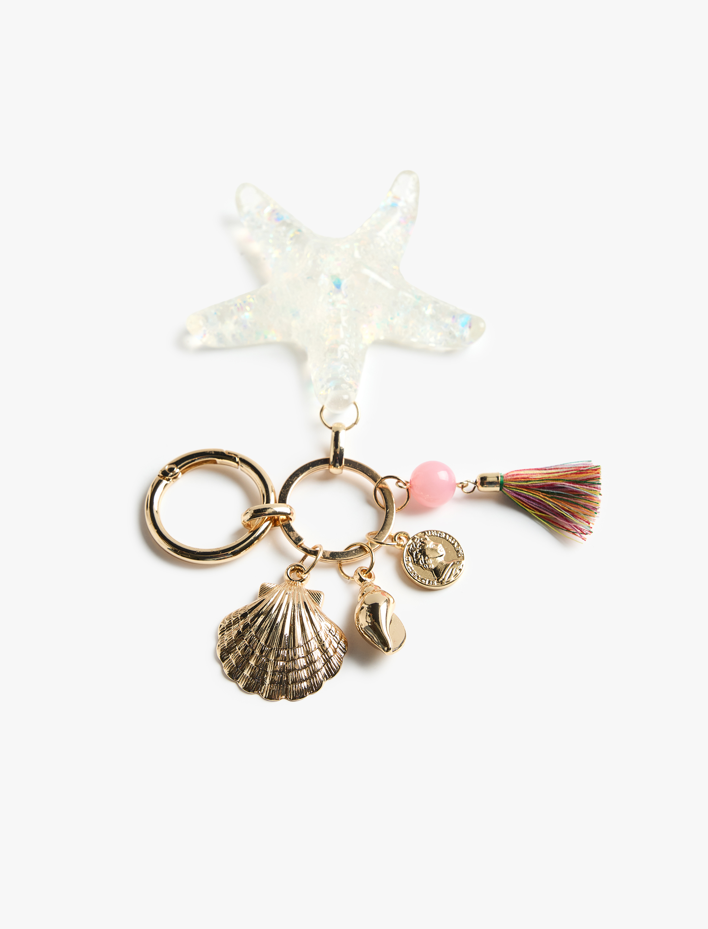  Kadın Deniz Yıldızı ve Deniz Kabuklu Metal Anahtarlık