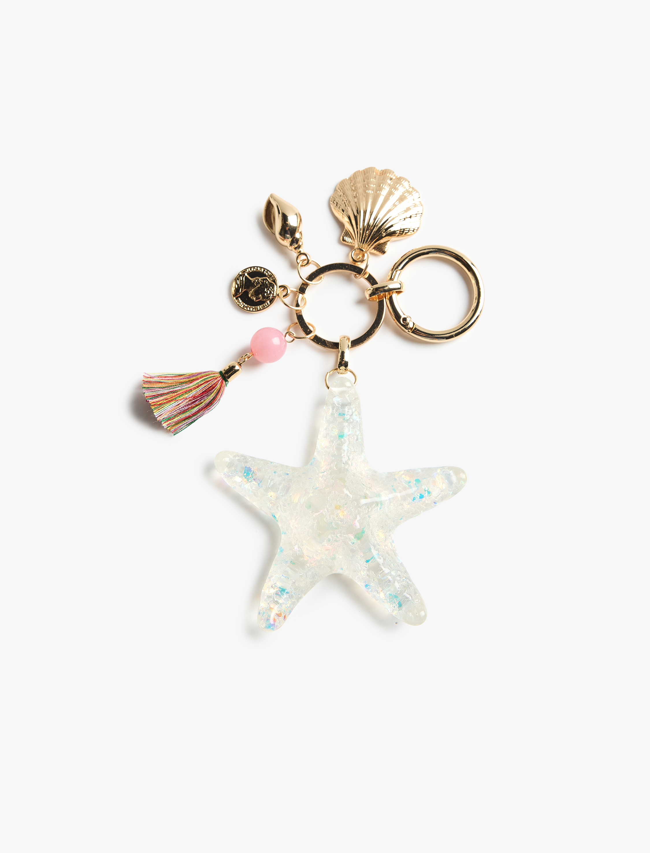  Kadın Deniz Yıldızı ve Deniz Kabuklu Metal Anahtarlık