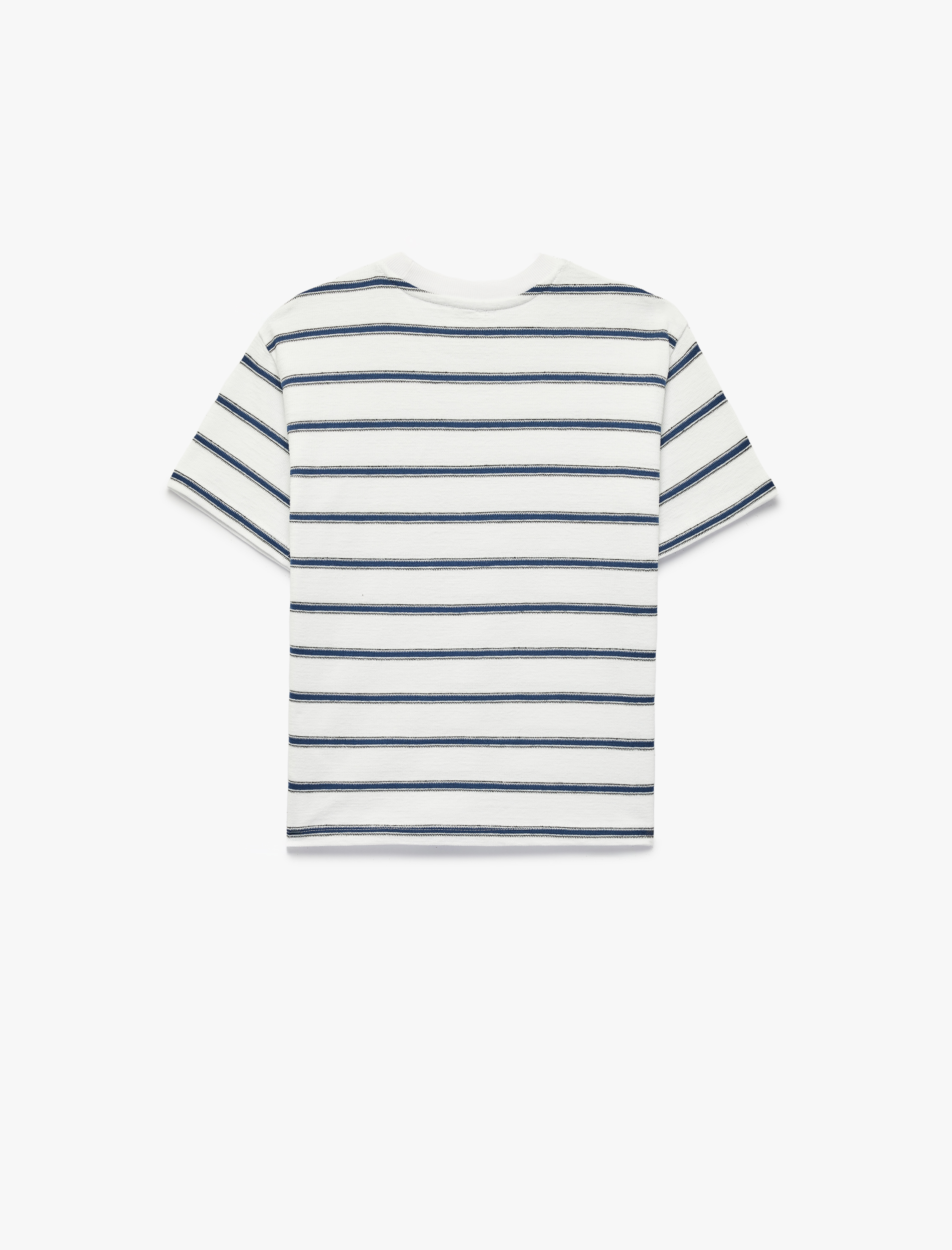  Erkek Çocuk Pamuklu Kısa Kollu Bisiklet Yaka Çizgili Tişört