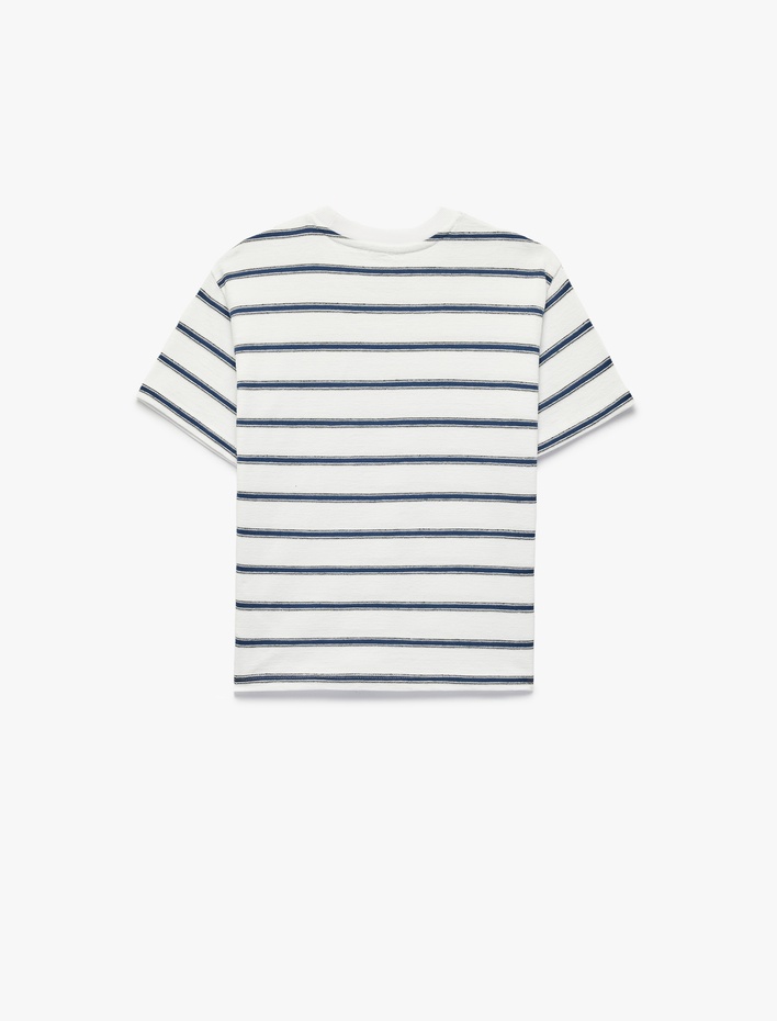 Erkek Çocuk Pamuklu Kısa Kollu Bisiklet Yaka Çizgili Tişört