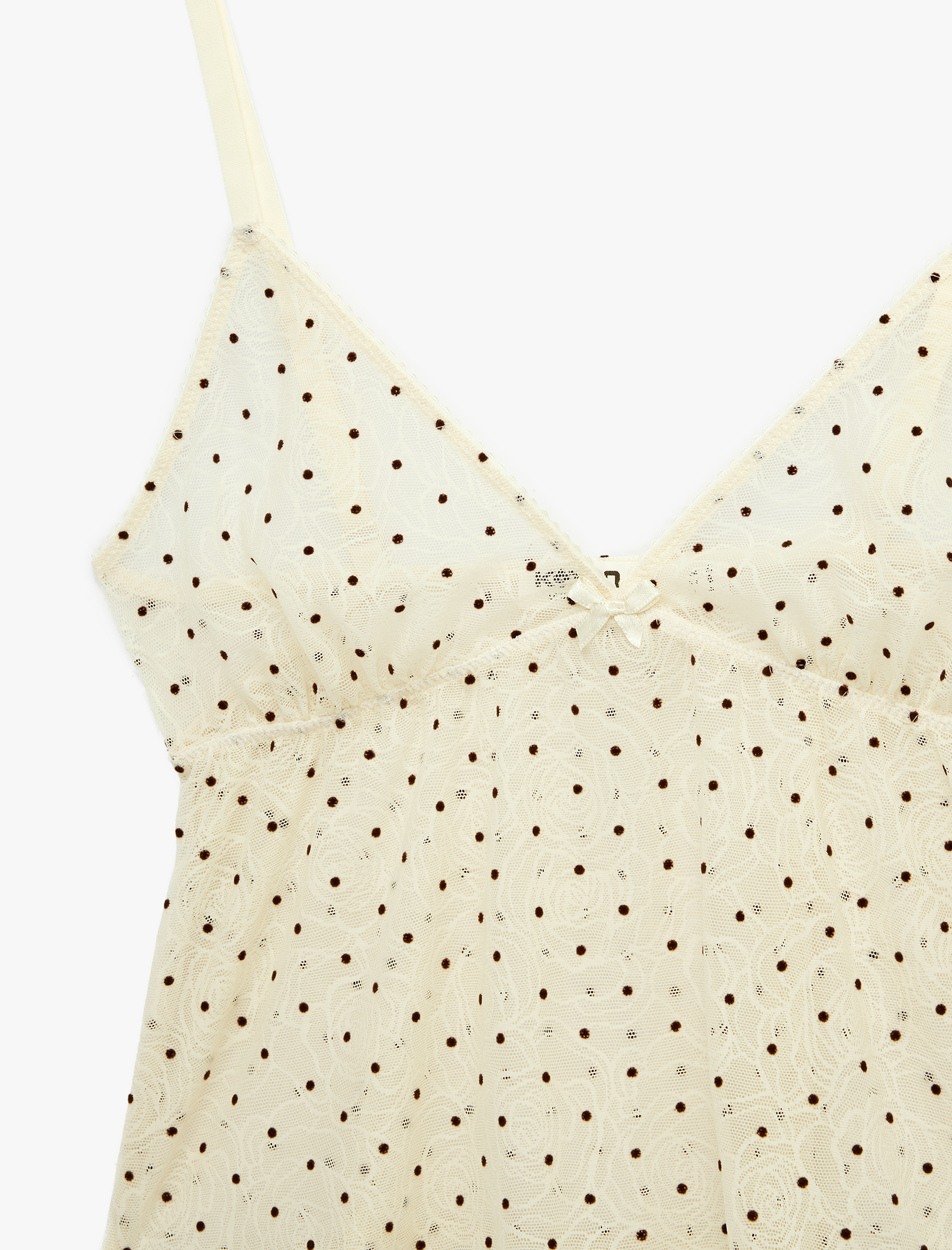   Tül Detaylı Kolsuz V Yaka Askılı Pijama Üstü