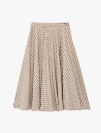 Viskon Karışımlı A Kesim Ekoseli Midi Etek