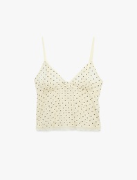 Tül Detaylı Kolsuz V Yaka Askılı Pijama Üstü