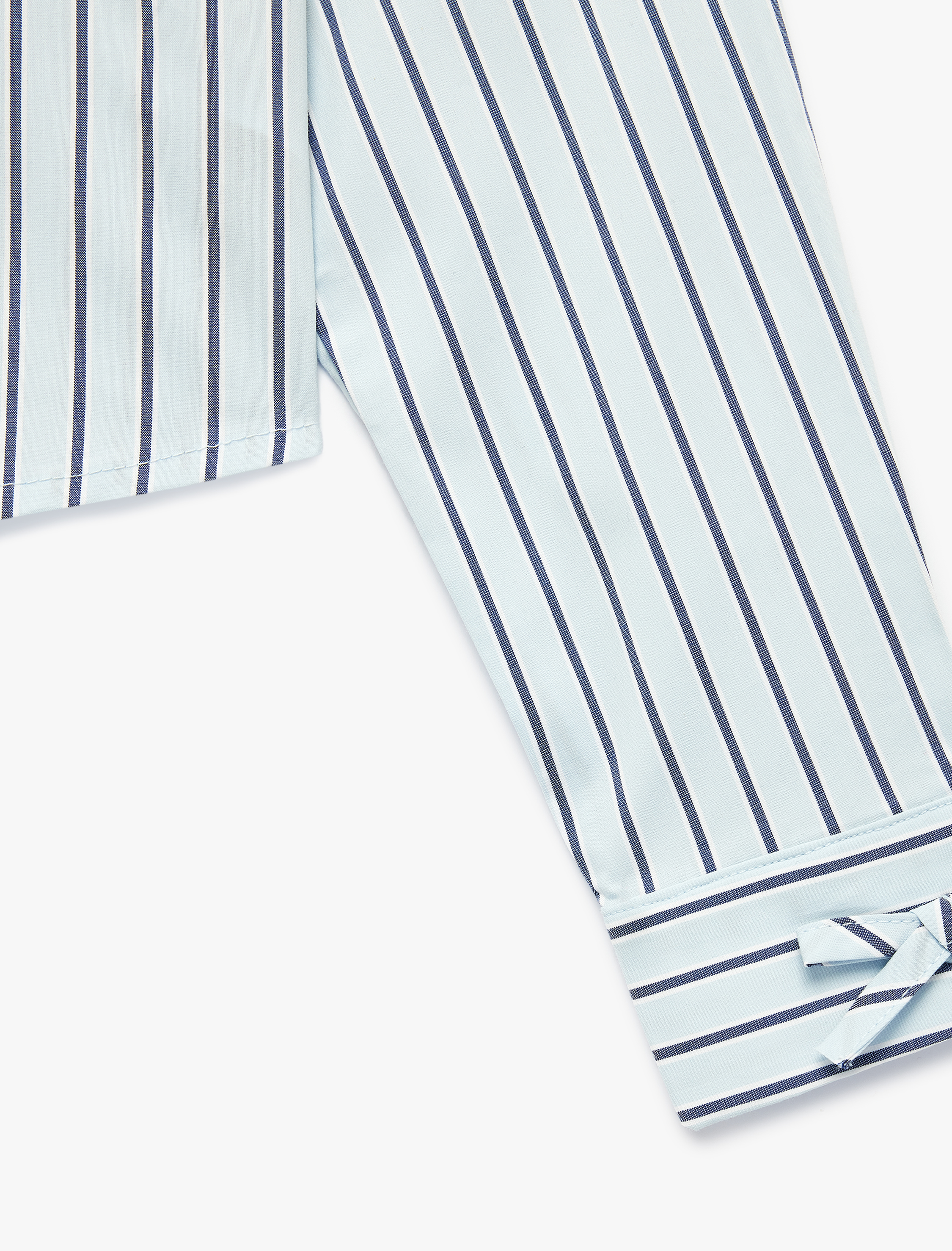  Kız Çocuk Pamuklu Uzun Kollu Klasik Yaka Yıldız Detaylı Çizgili Gömlek