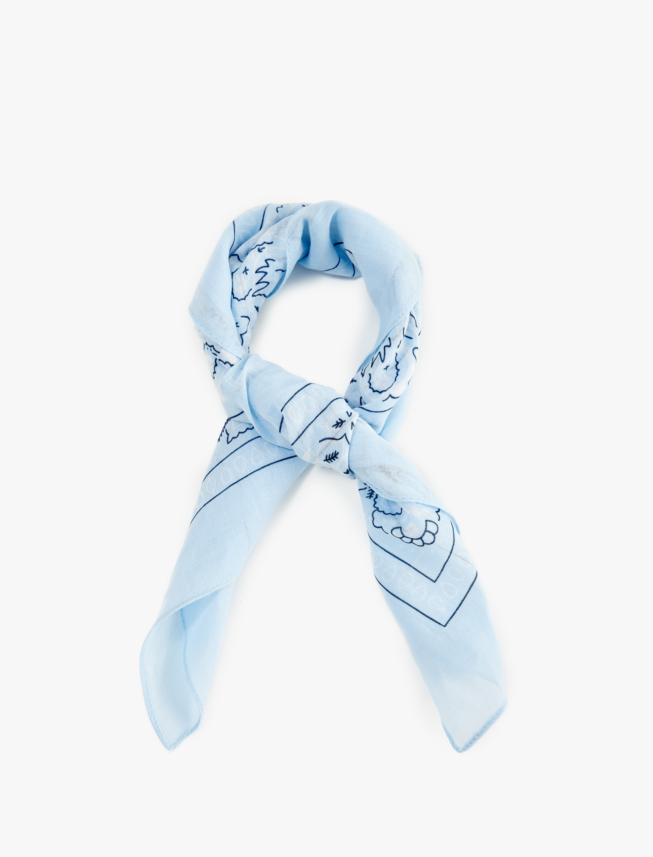  Kadın Pamuklu Etnik Desenli Kare Şal