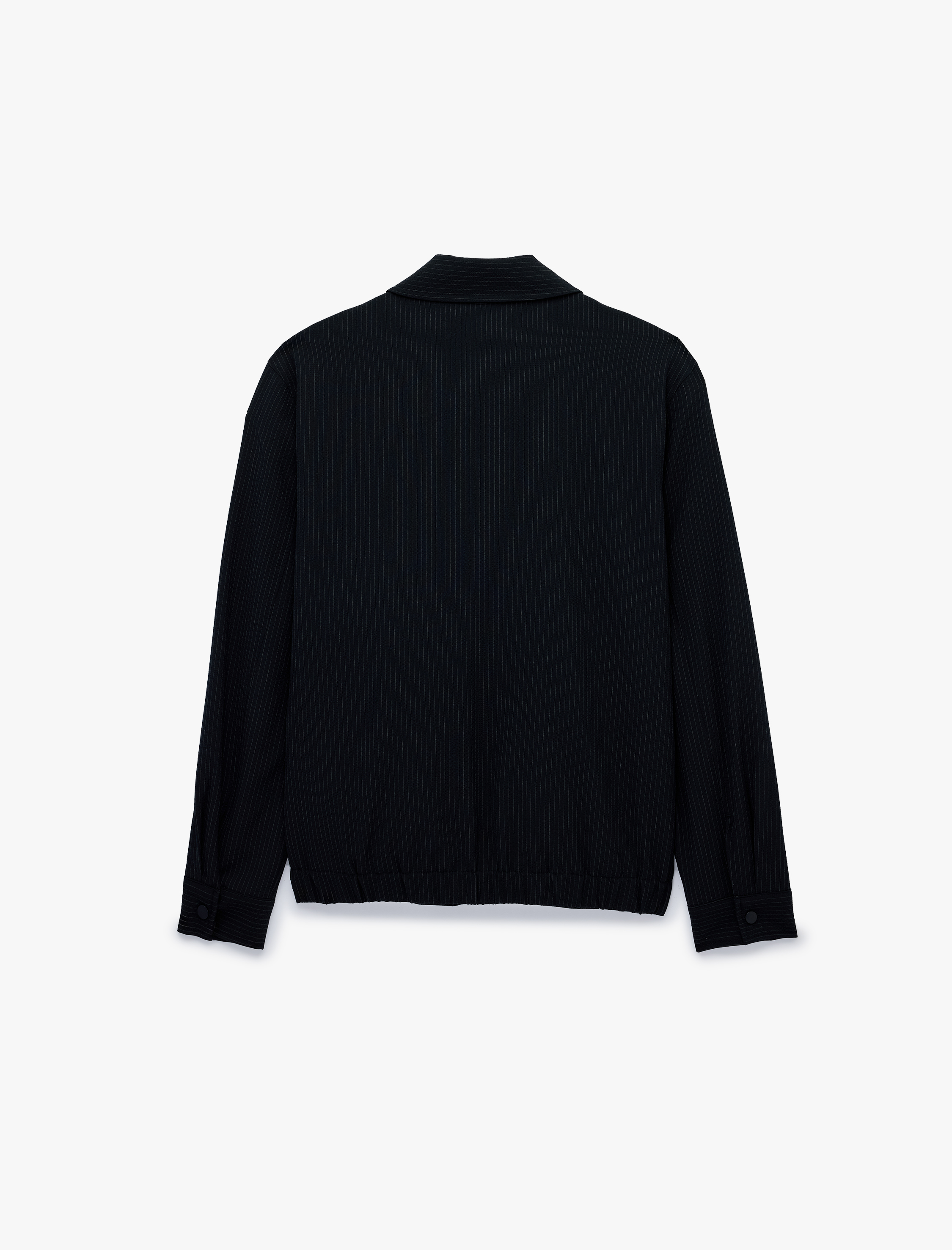   Uzun Kollu Gömlek Yaka Fermuarlı Çizgili Bomber Ceket