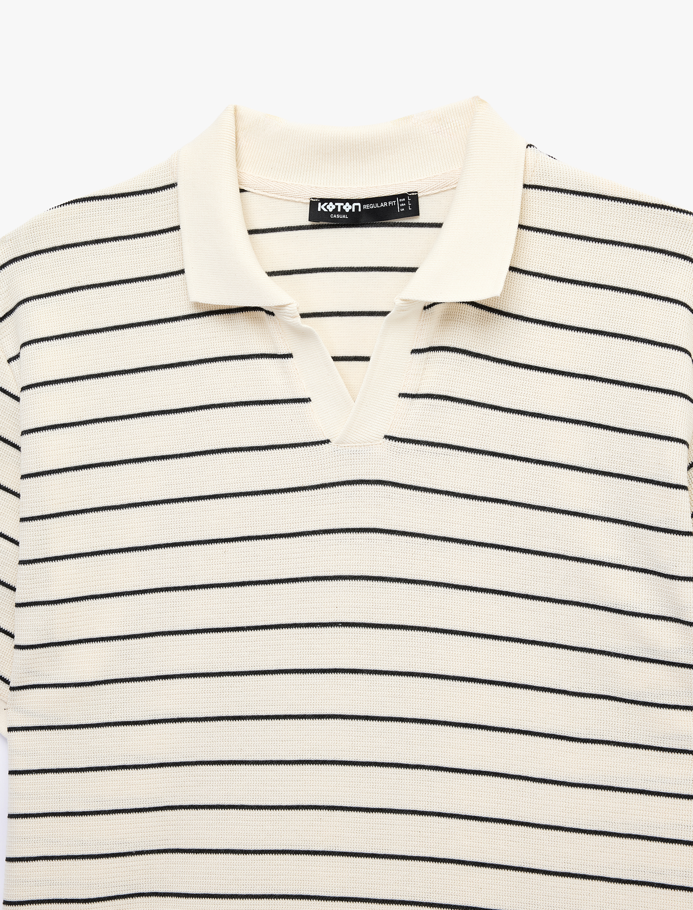   Regular Fit Kısa Kollu Pamuklu Çizgili Polo Yaka Tişört