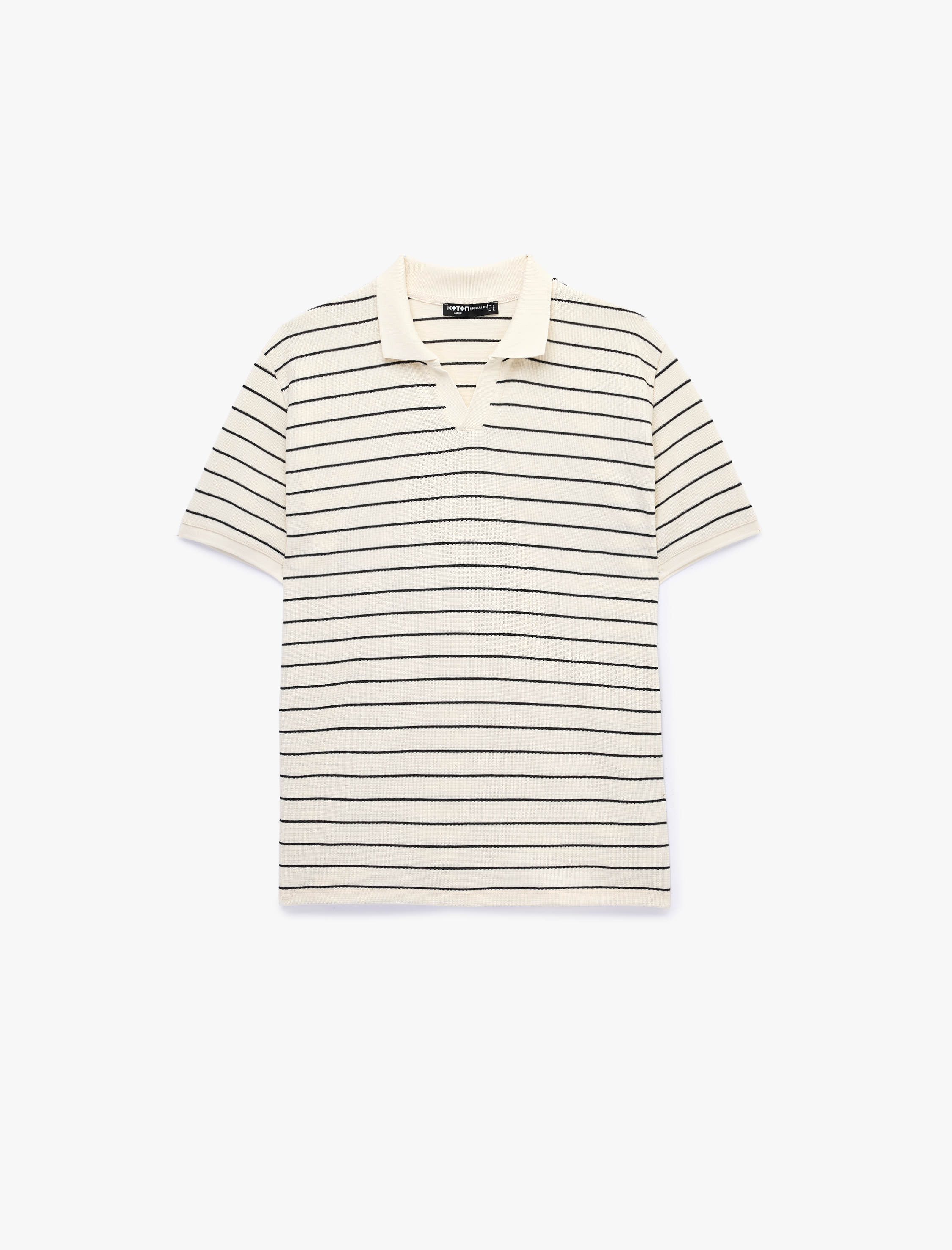   Regular Fit Kısa Kollu Pamuklu Çizgili Polo Yaka Tişört