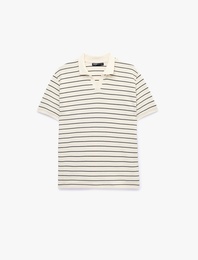 Regular Fit Kısa Kollu Pamuklu Çizgili Polo Yaka Tişört