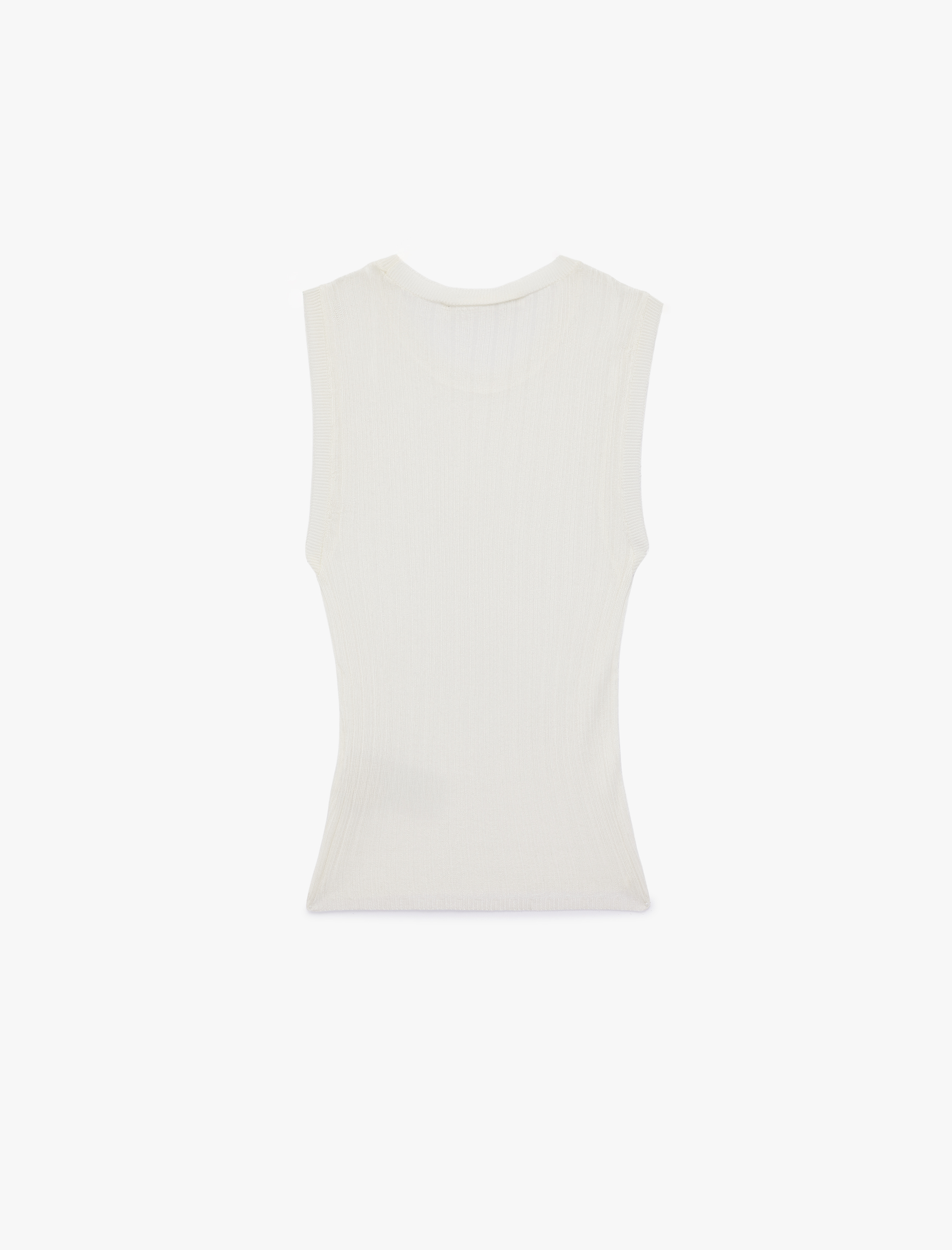   Bisiklet Yaka Kolsuz Triko Bluz