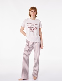 Rahat Kalıp Kısa Kollu Bisiklet Yaka Pijama Takımı