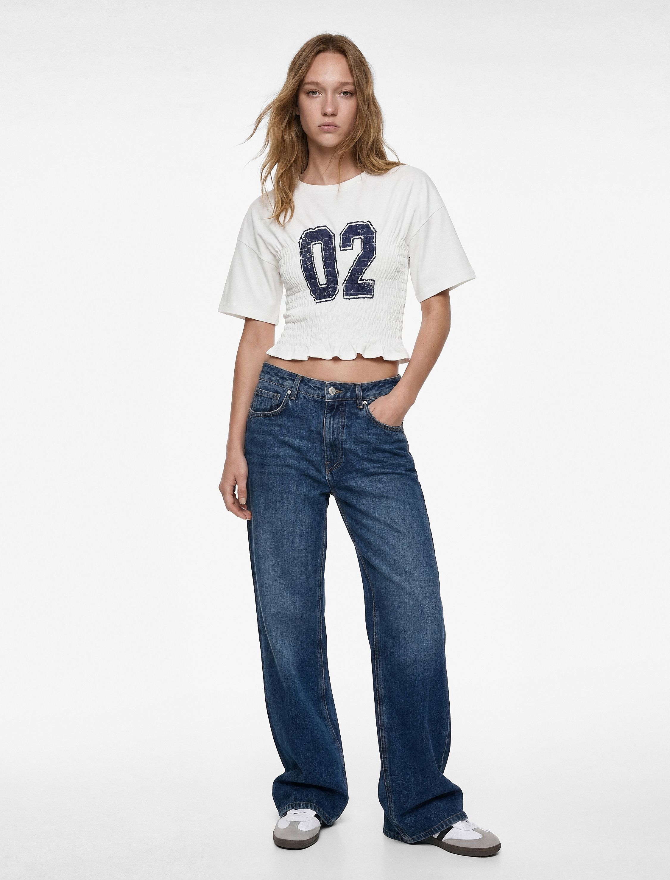   Slim Fit Kısa Kollu Bisiklet Yaka Gipeli Tişört