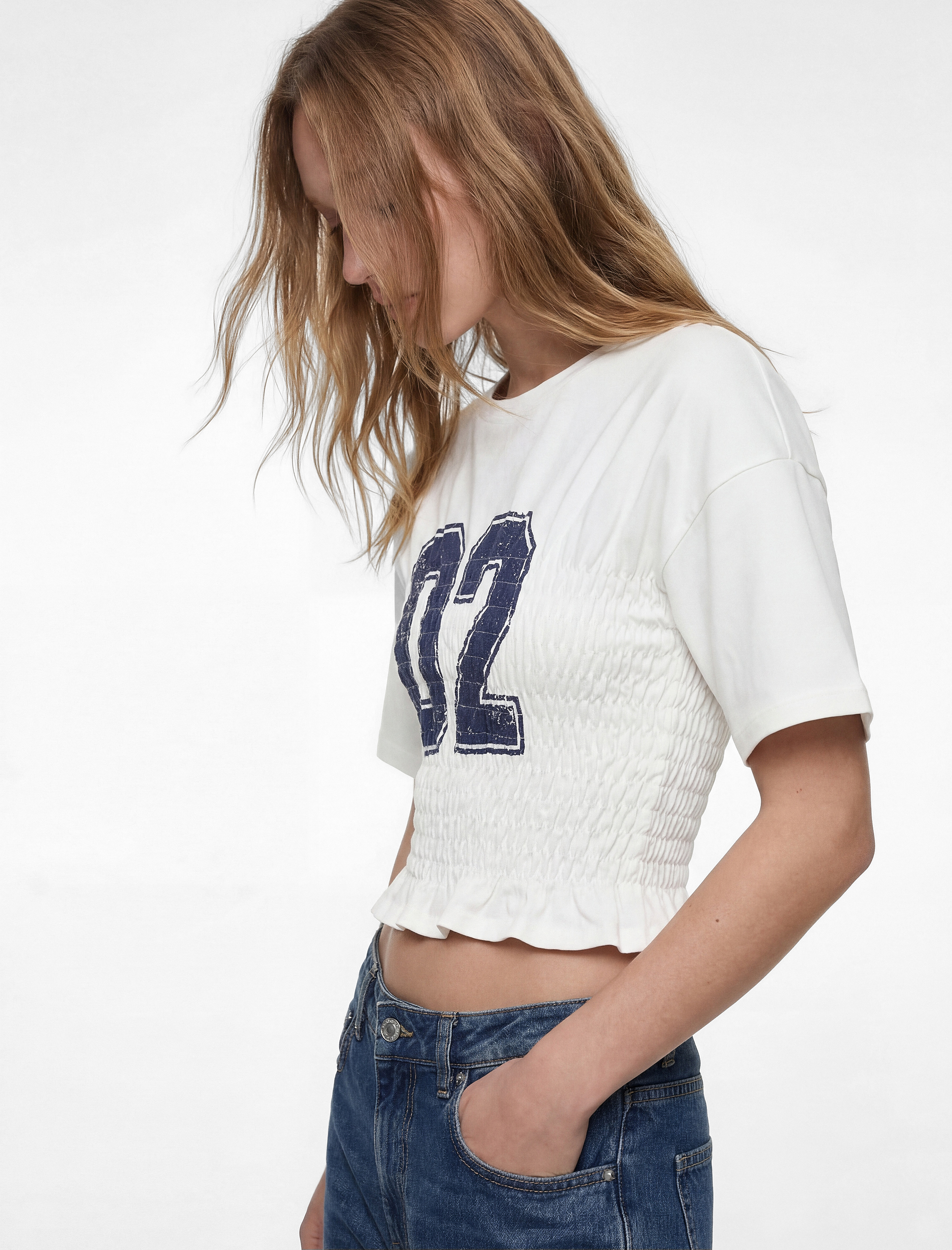   Slim Fit Kısa Kollu Bisiklet Yaka Gipeli Tişört