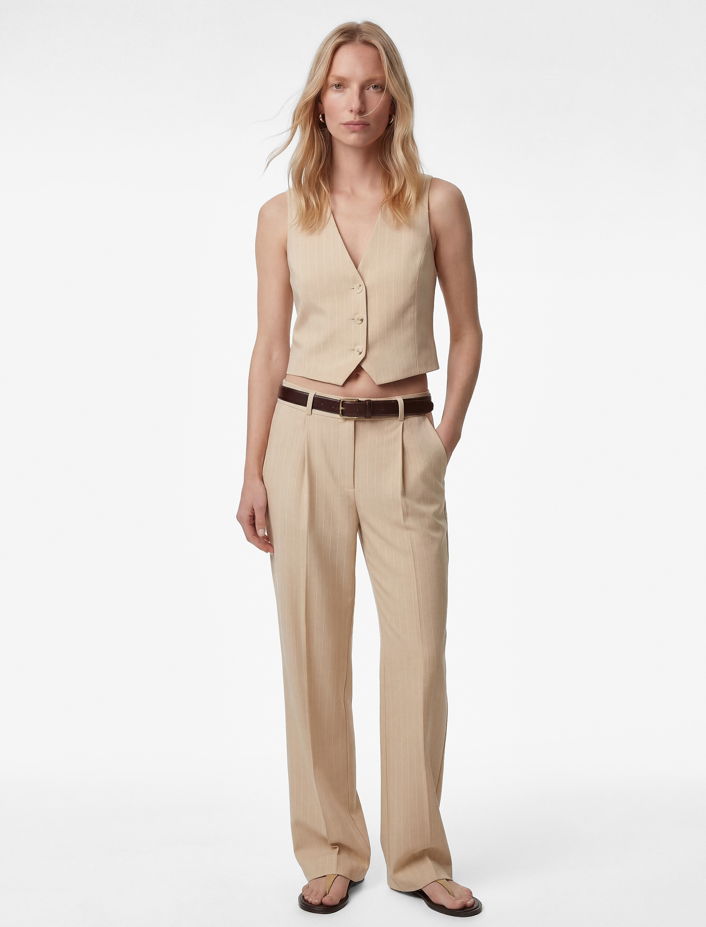   Cepli Pileli Geniş Paça Kumaş Baggy Pantolon