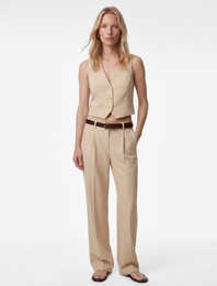 Cepli Pileli Geniş Paça Kumaş Baggy Pantolon