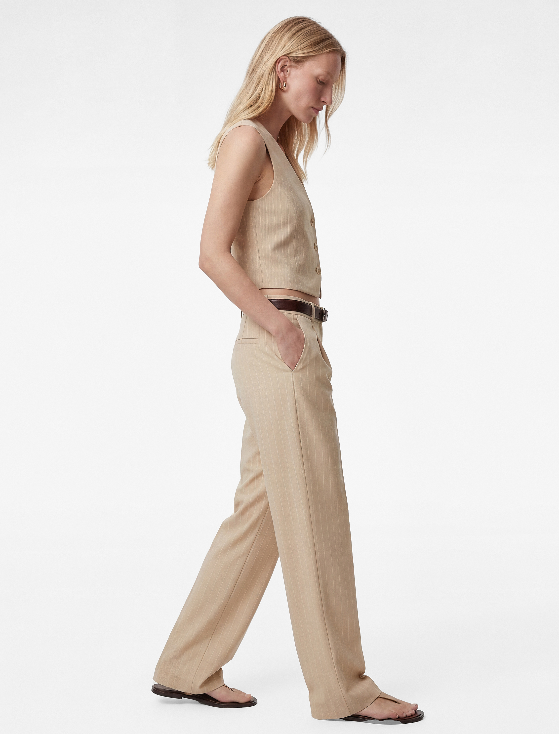   Cepli Pileli Geniş Paça Kumaş Baggy Pantolon