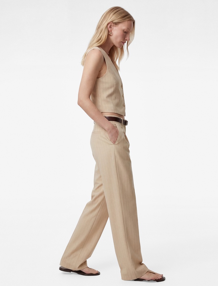  Cepli Pileli Geniş Paça Kumaş Baggy Pantolon