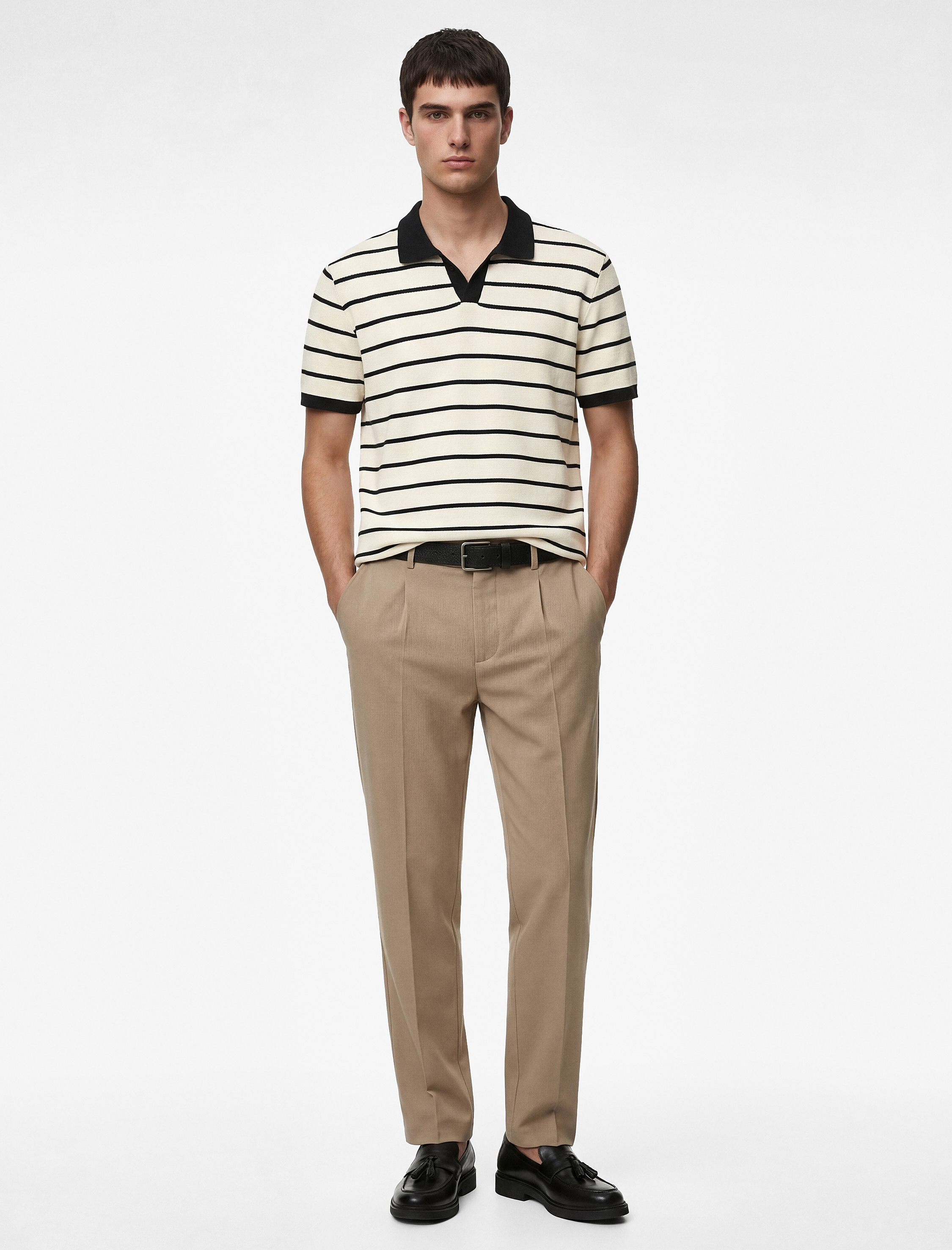   Pamuklu Regular Fit Kısa Kollu Çizgili Polo Yaka Tişört