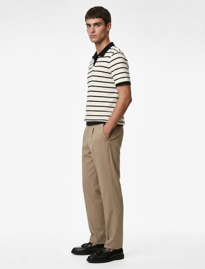 Koton Erkek Pamuklu Regular Fit Kısa Kollu Çizgili Polo Yaka T-Shirt