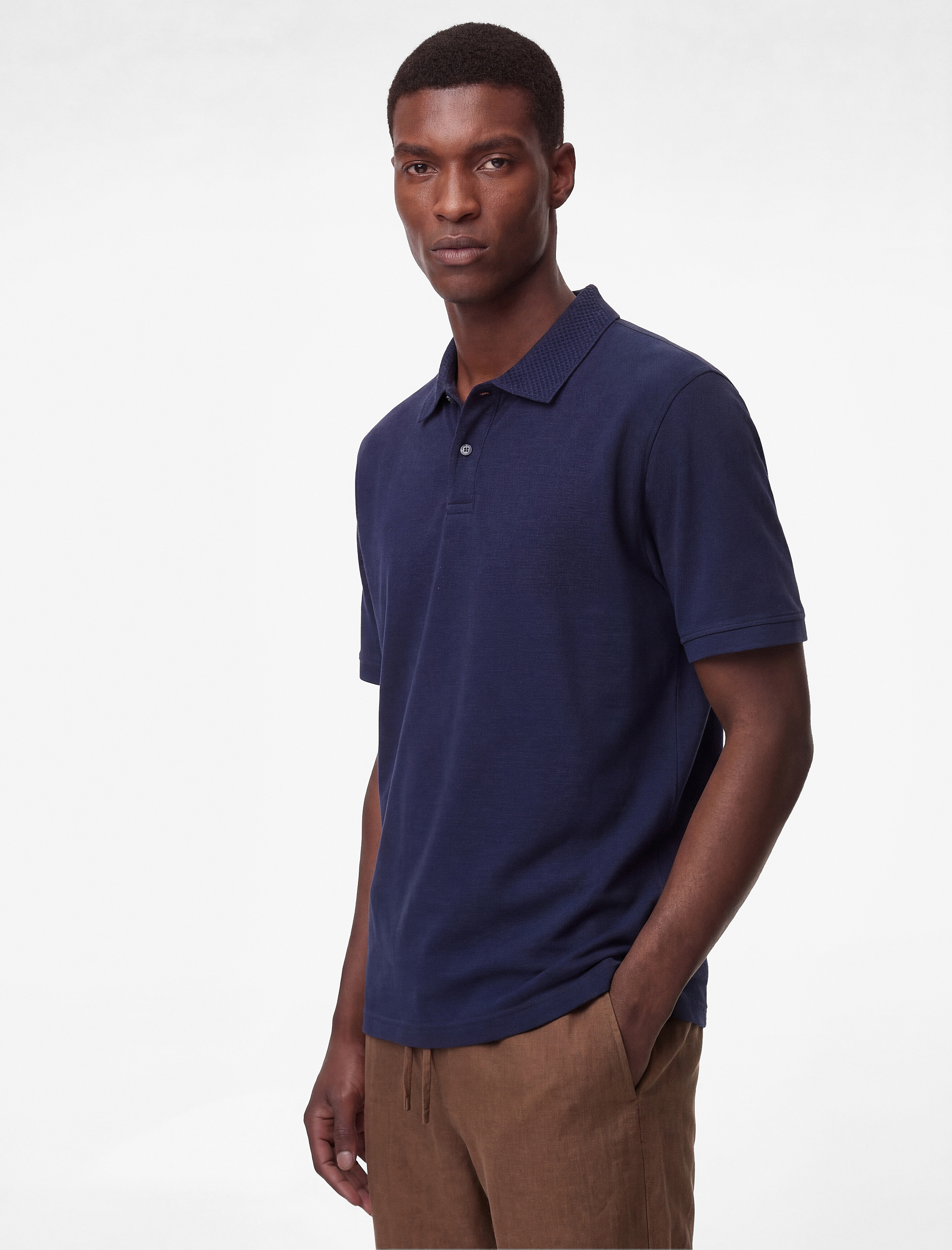   Pamuklu Kısa Kollu Pike Kumaş Düğmeli Polo Yaka Slim Fit Tişört