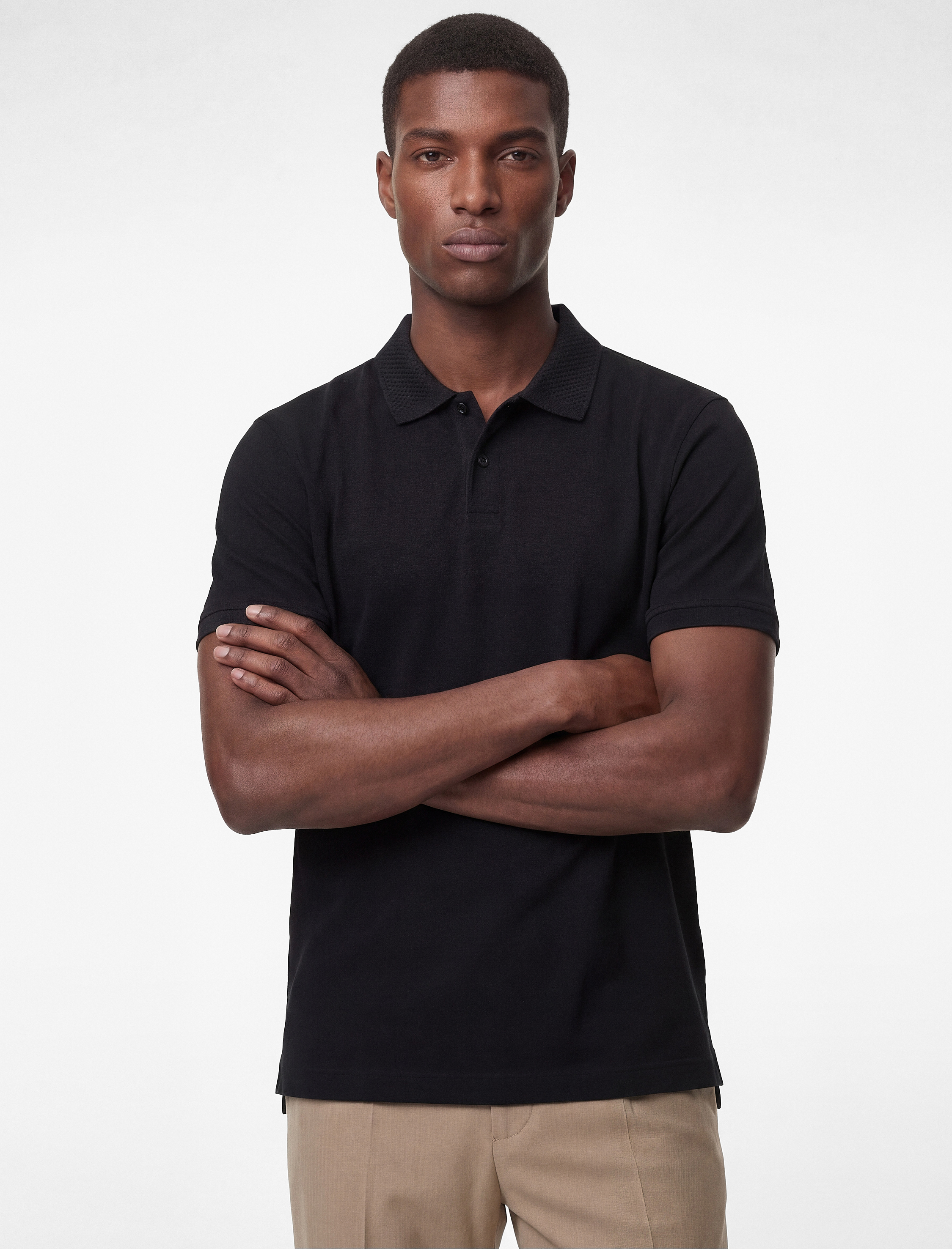   Pamuklu Kısa Kollu Pike Kumaş Düğmeli Polo Yaka Slim Fit Tişört
