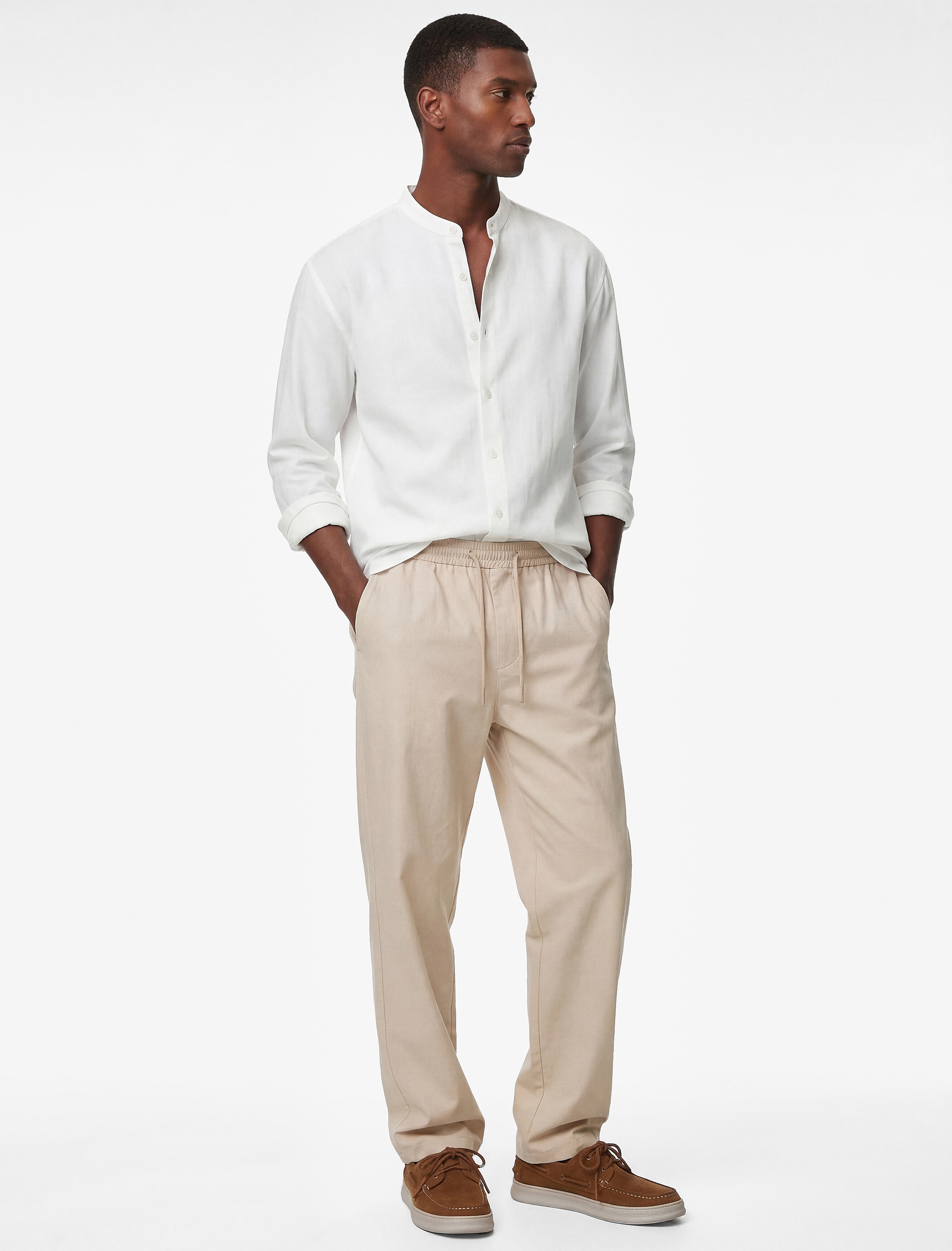   Regular Fit Cepli Pamuklu Pileli Beli Bağcıklı Pantolon