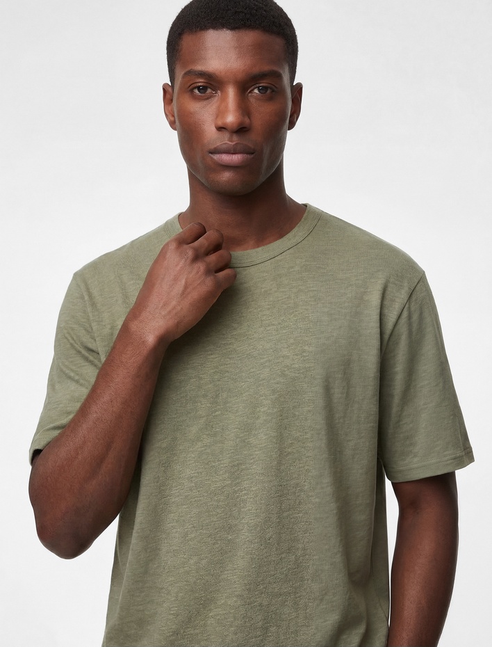  Regular Fit Kısa Kollu Pamuklu Basic Bisiklet Yaka Tişört