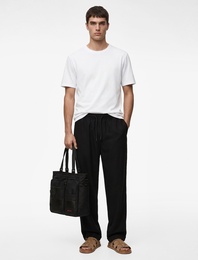 Viskon Cep Detaylı Duble Paça Beli Bağcıklı Pantolon