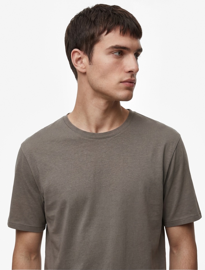  Kısa Kollu Pamuklu Bisiklet Yaka Basic Slim Fit Tişört