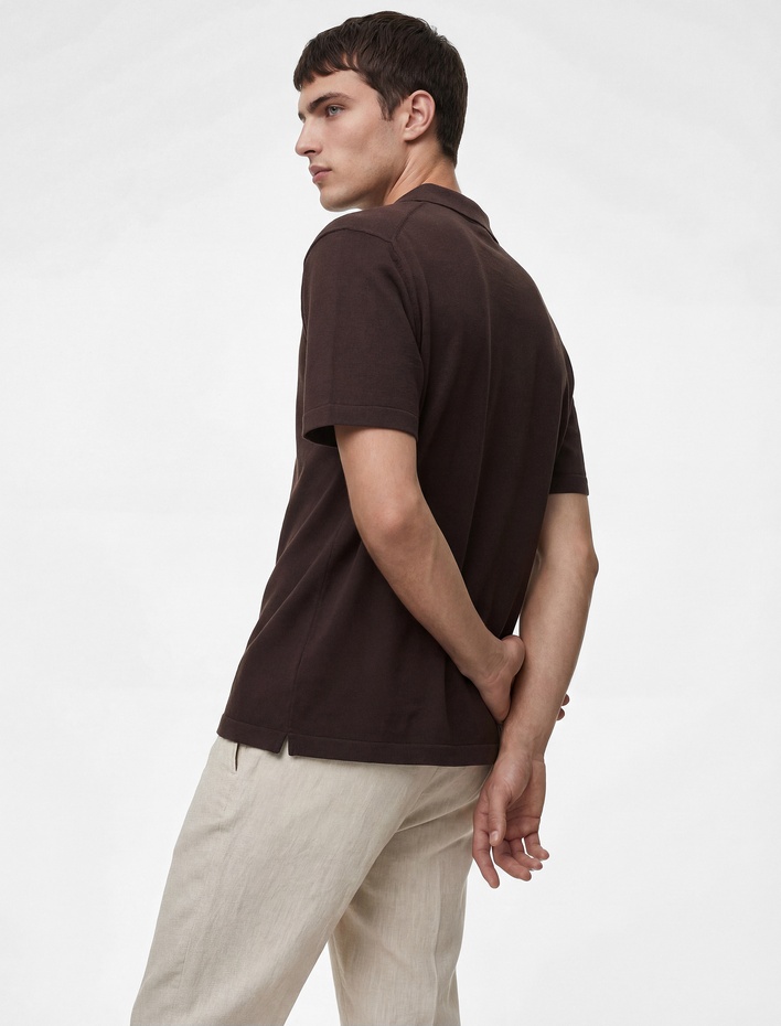  Regular Fit Pamuklu Pike Kumaş Kısa Kollu Polo Yaka Tişört