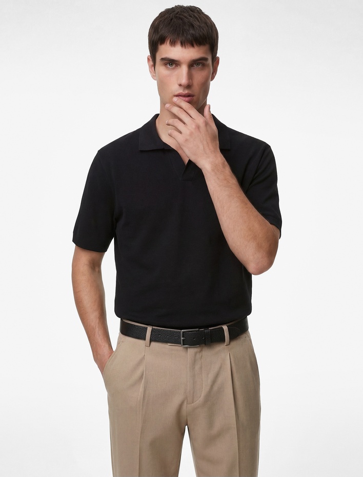  Regular Fit Pamuklu Pike Kumaş Kısa Kollu Polo Yaka Tişört