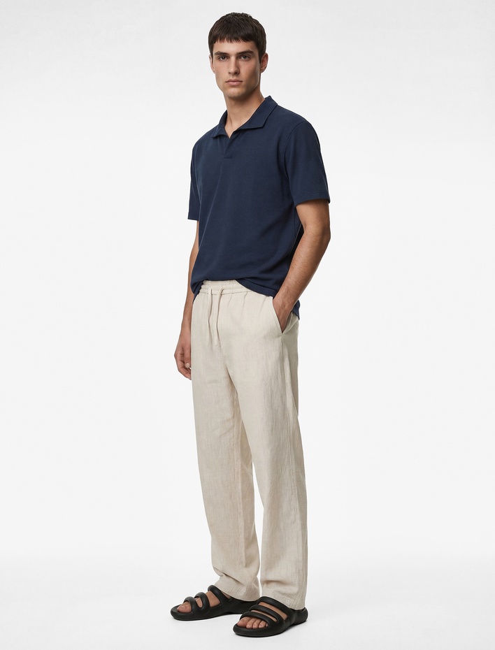  Regular Fit Pamuklu Pike Kumaş Kısa Kollu Polo Yaka Tişört