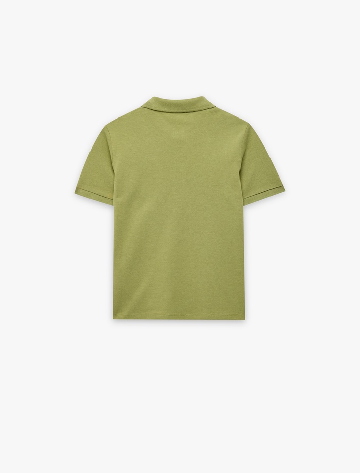 Erkek Çocuk Pamuklu Düğmeli Kısa Kollu Basic Polo Yaka Tişört