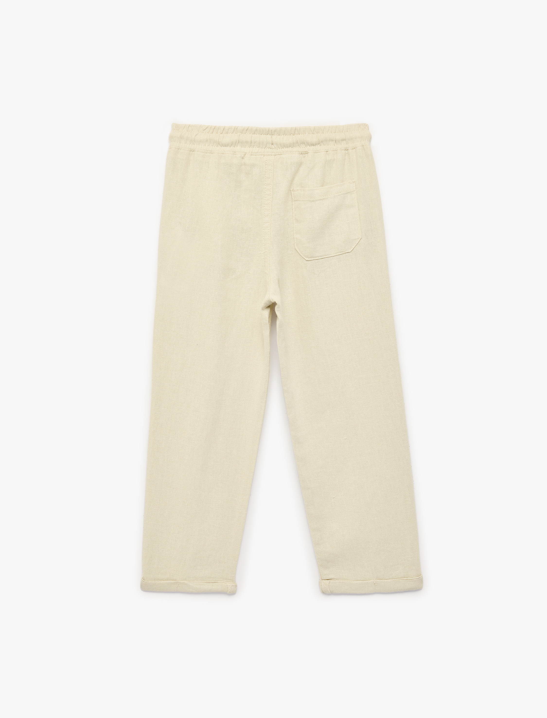  Erkek Bebek Keten ve Viskon Karışımlı Beli Bağlamalı Rahat Kesim Basic Pantolon