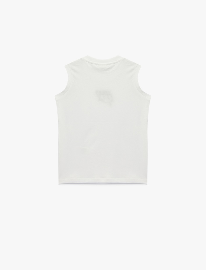 Erkek Çocuk Pamuklu Kolsuz Bisiklet Yaka Nakış Detaylı Atlet