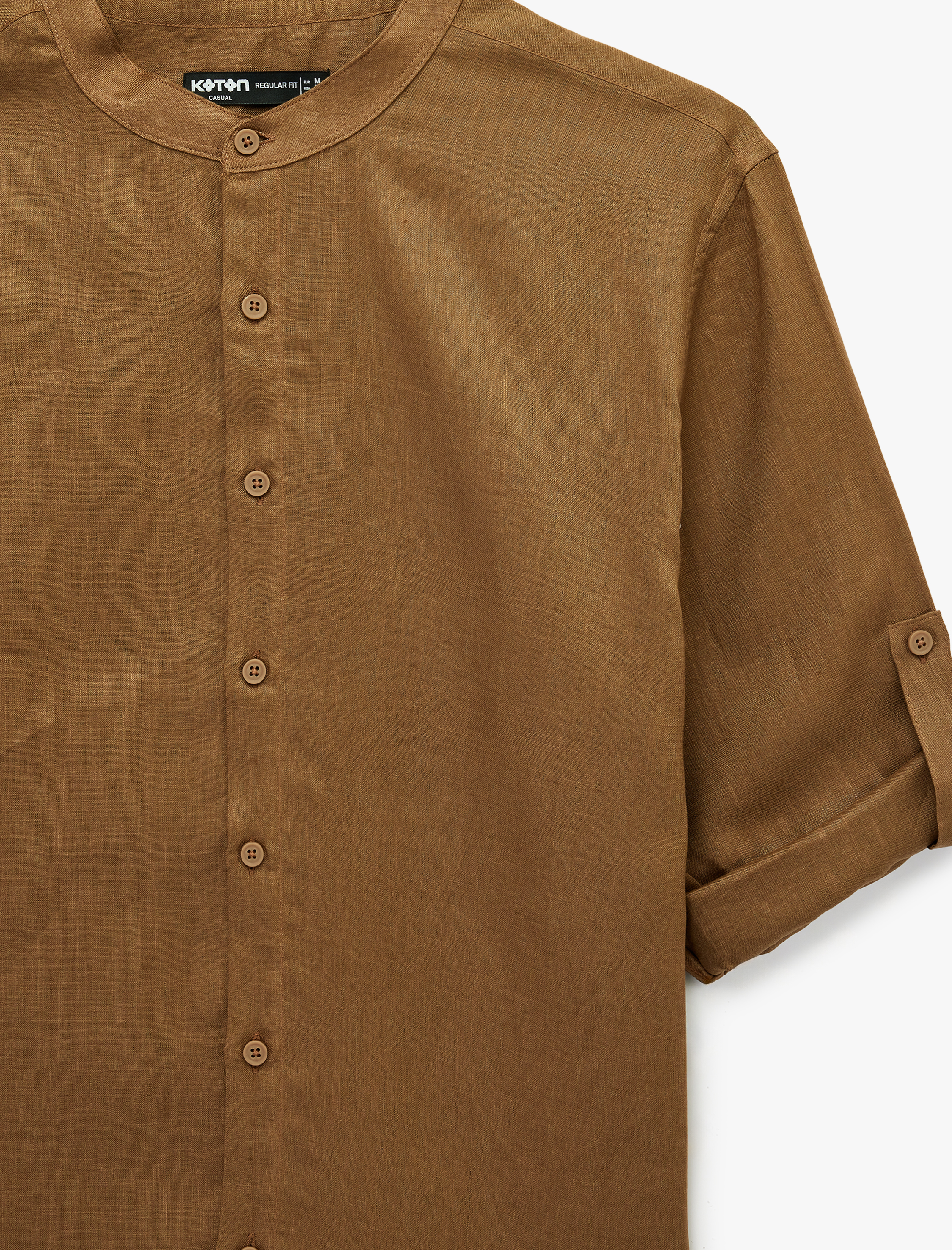   Regular Fit Uzun Kollu Hakim Yaka Keten Gömlek