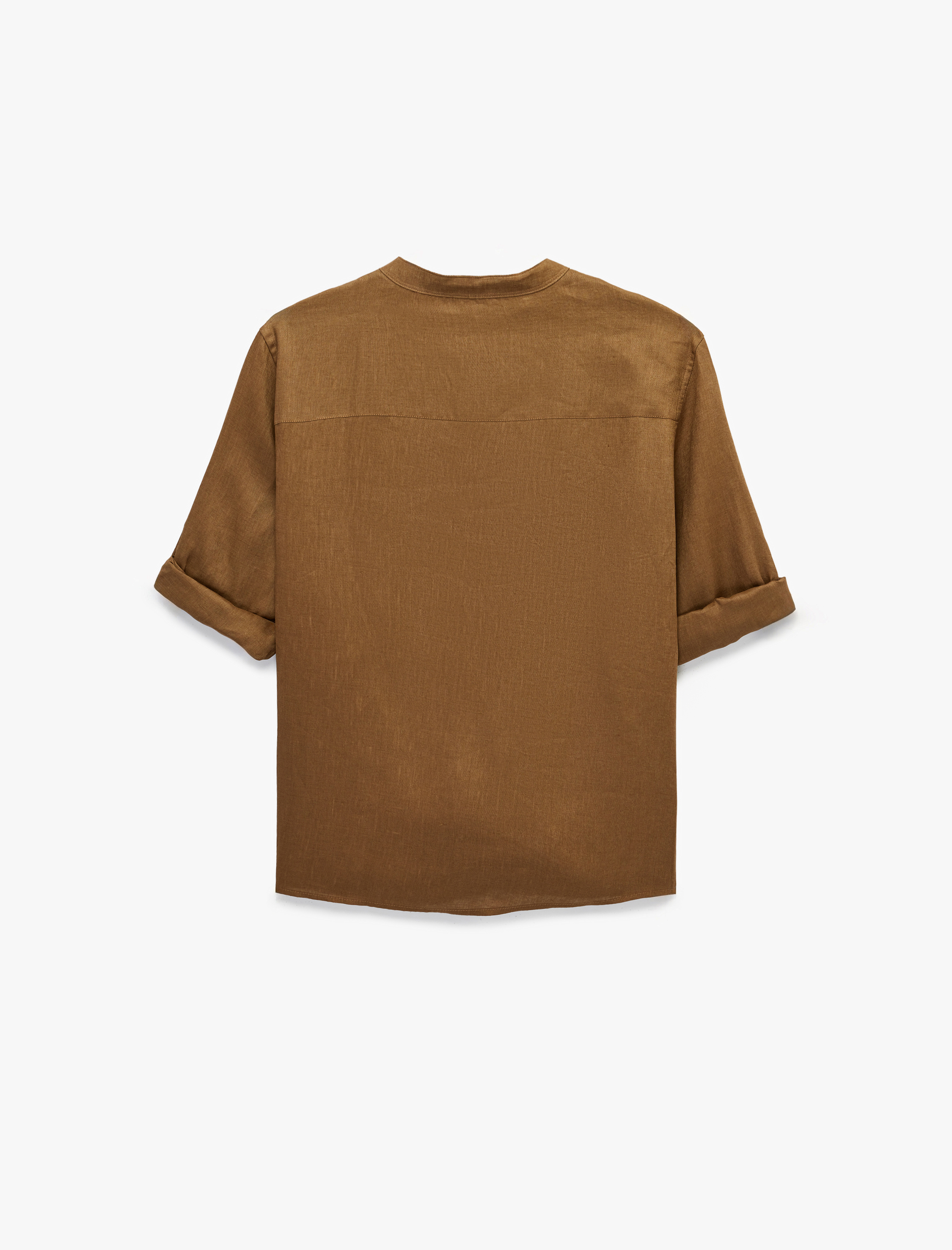   Regular Fit Uzun Kollu Hakim Yaka Keten Gömlek