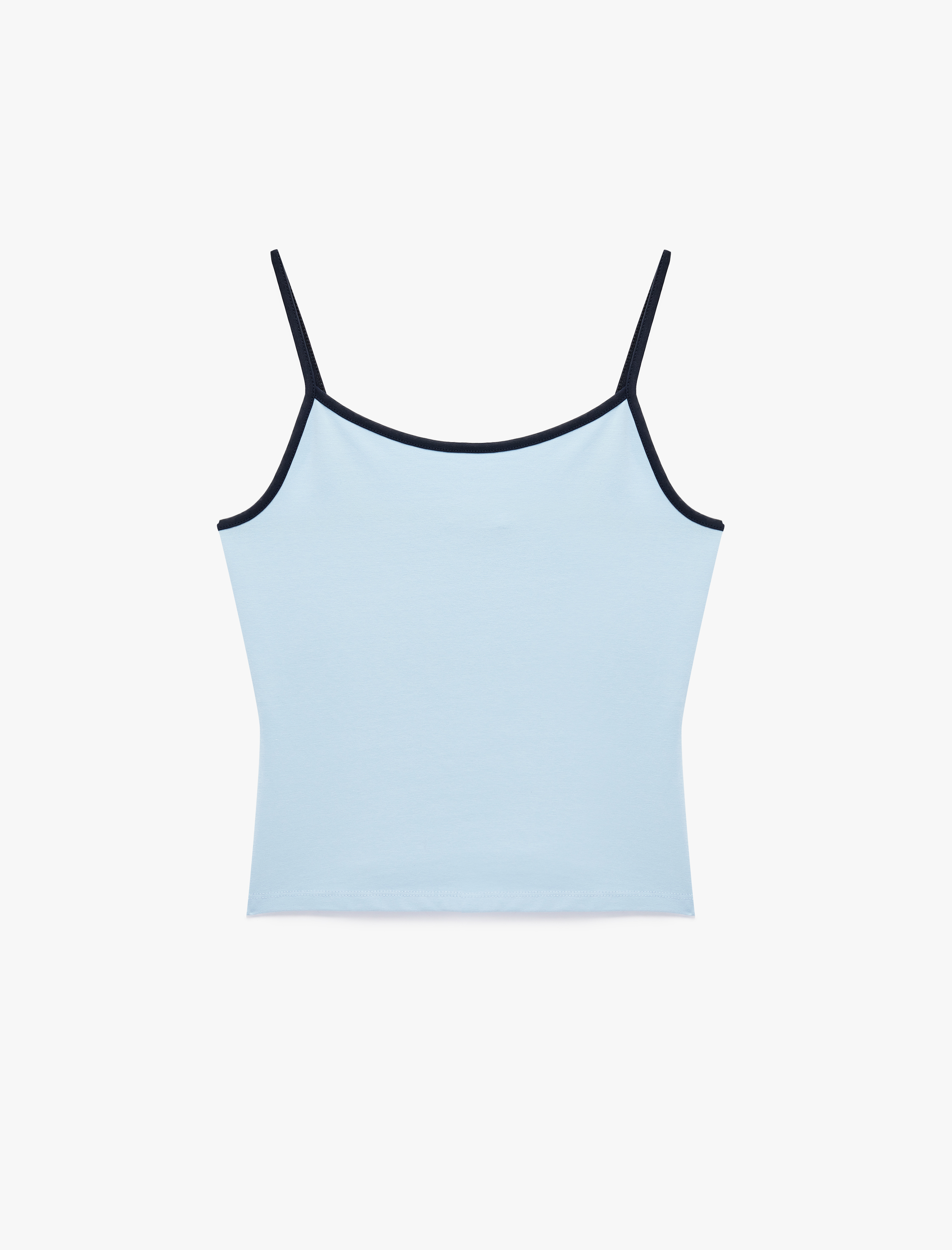   Pamuklu Renk Kontrastlı Slim Fit U Yaka Askılı Bluz