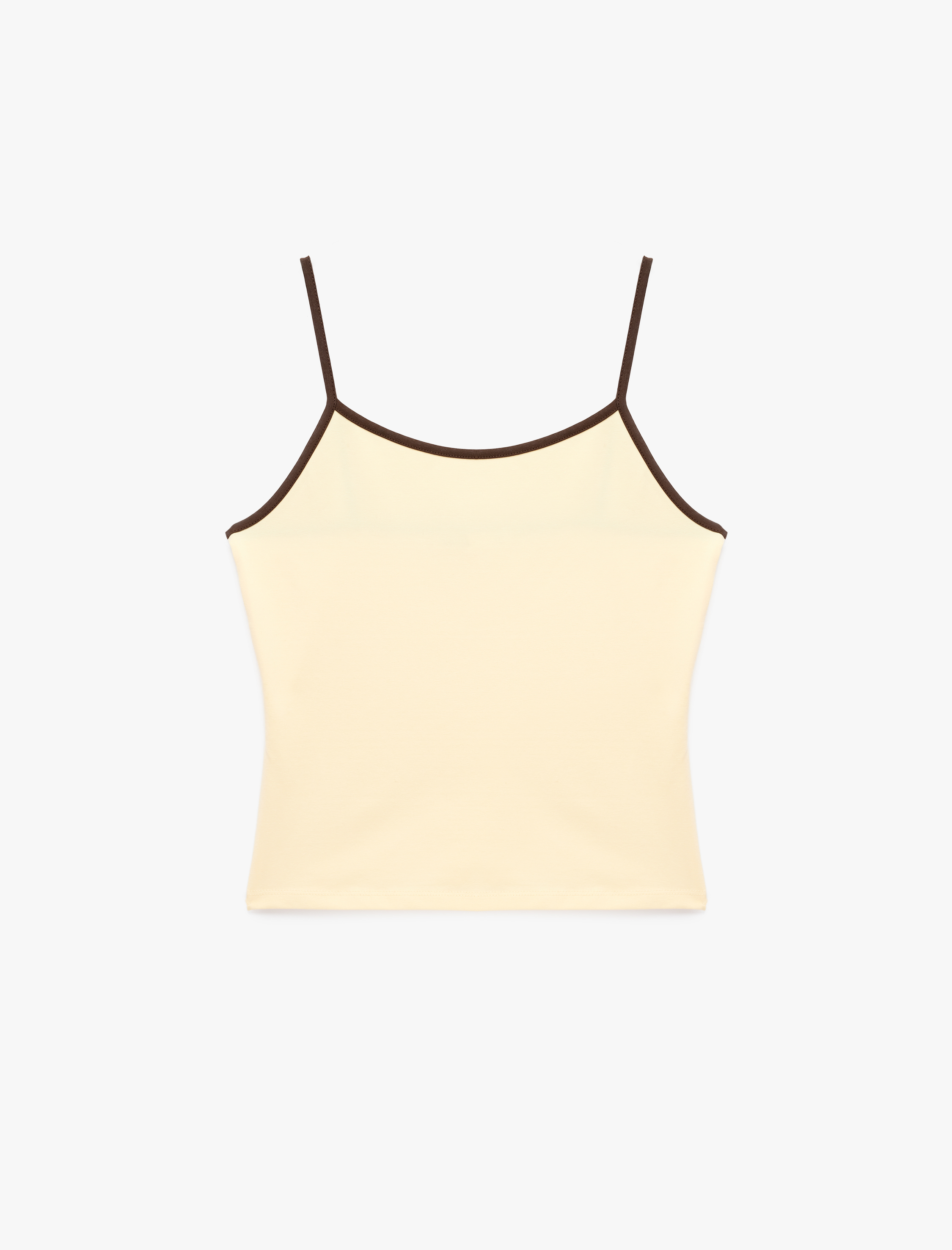   Pamuklu Renk Kontrastlı Slim Fit U Yaka Askılı Bluz