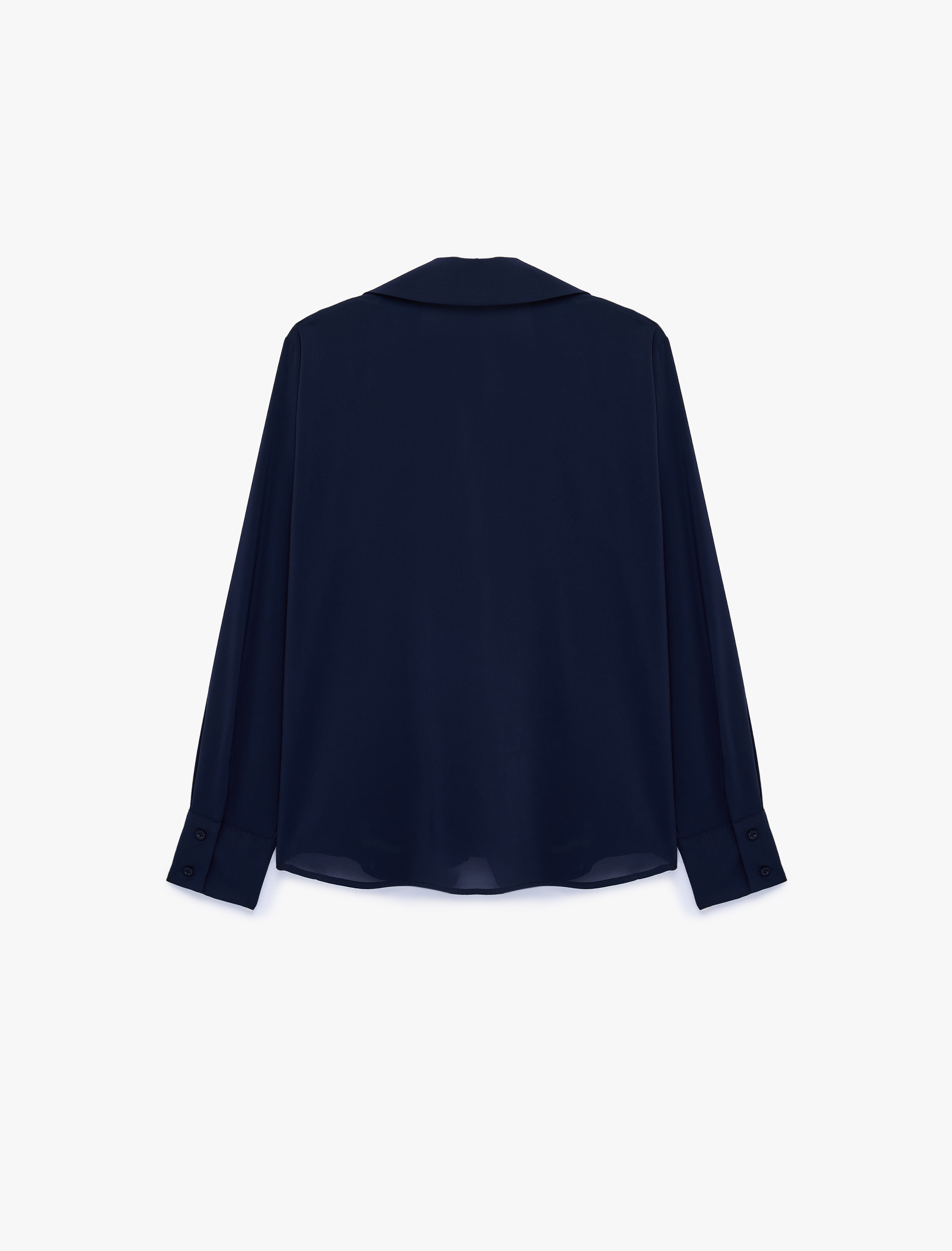   Regular Fit Düğmeli Uzun Kollu Şifon Gömlek