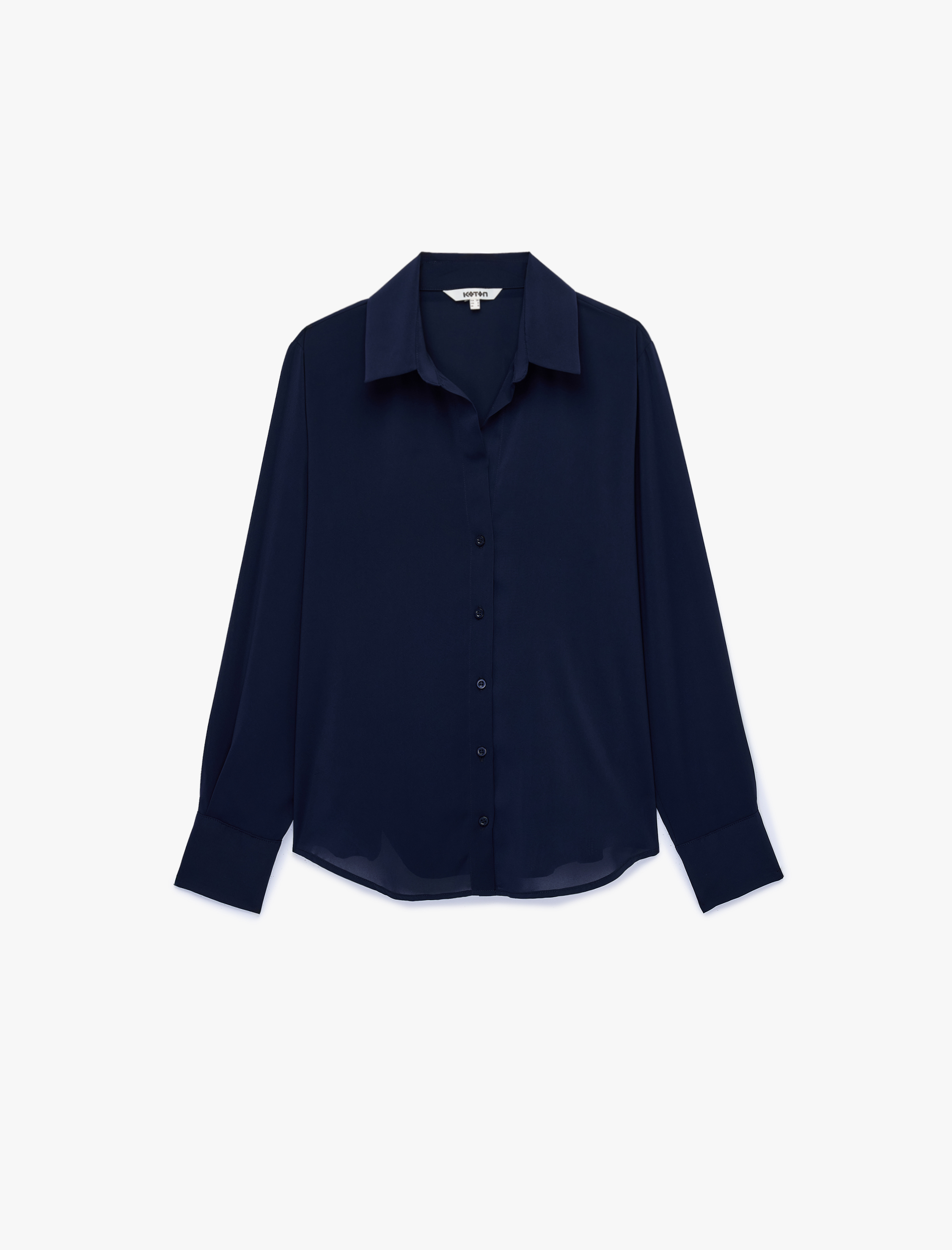   Regular Fit Düğmeli Uzun Kollu Şifon Gömlek