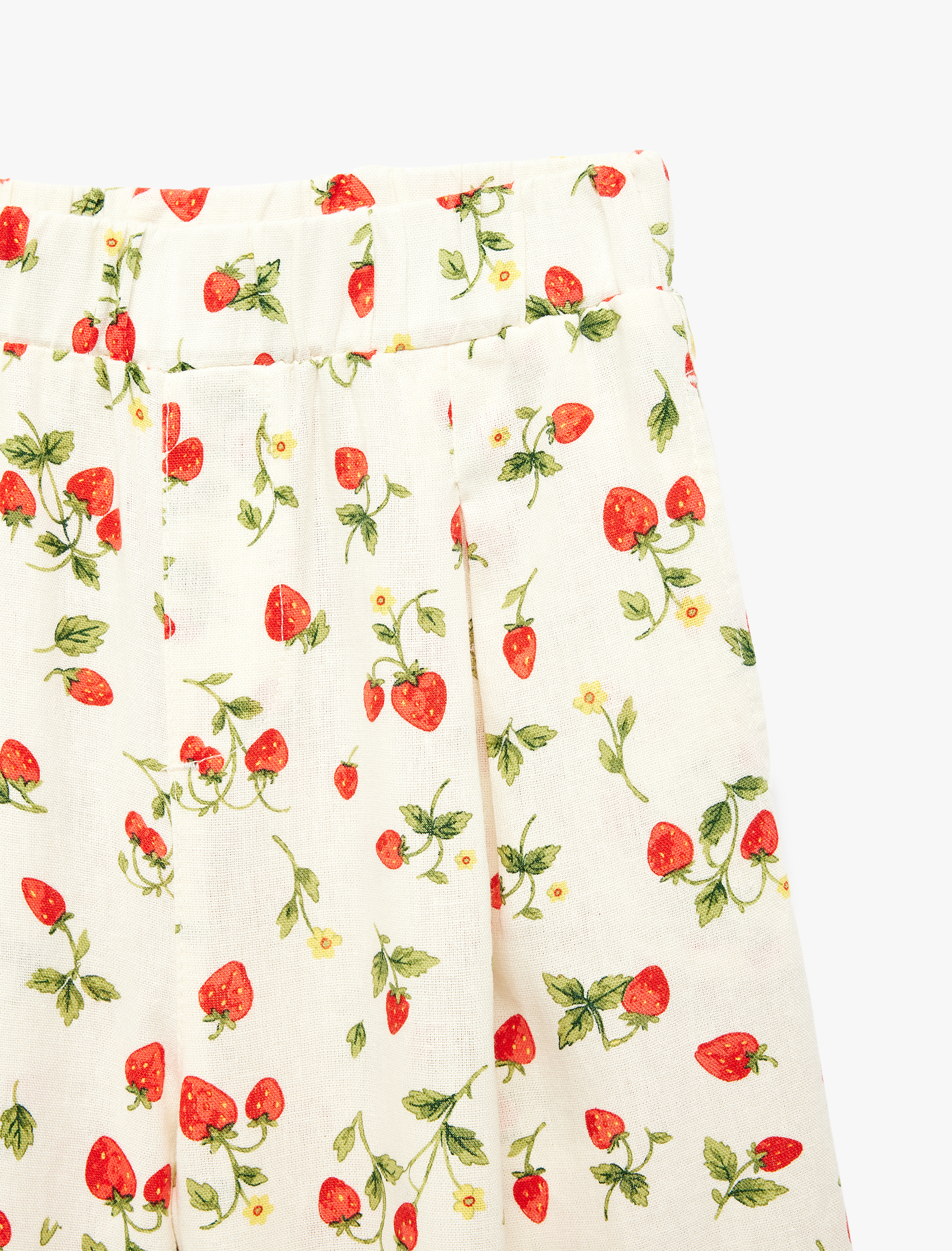  Kız Çocuk Keten ve Viskon Karışımlı Geniş Paça Pantolon