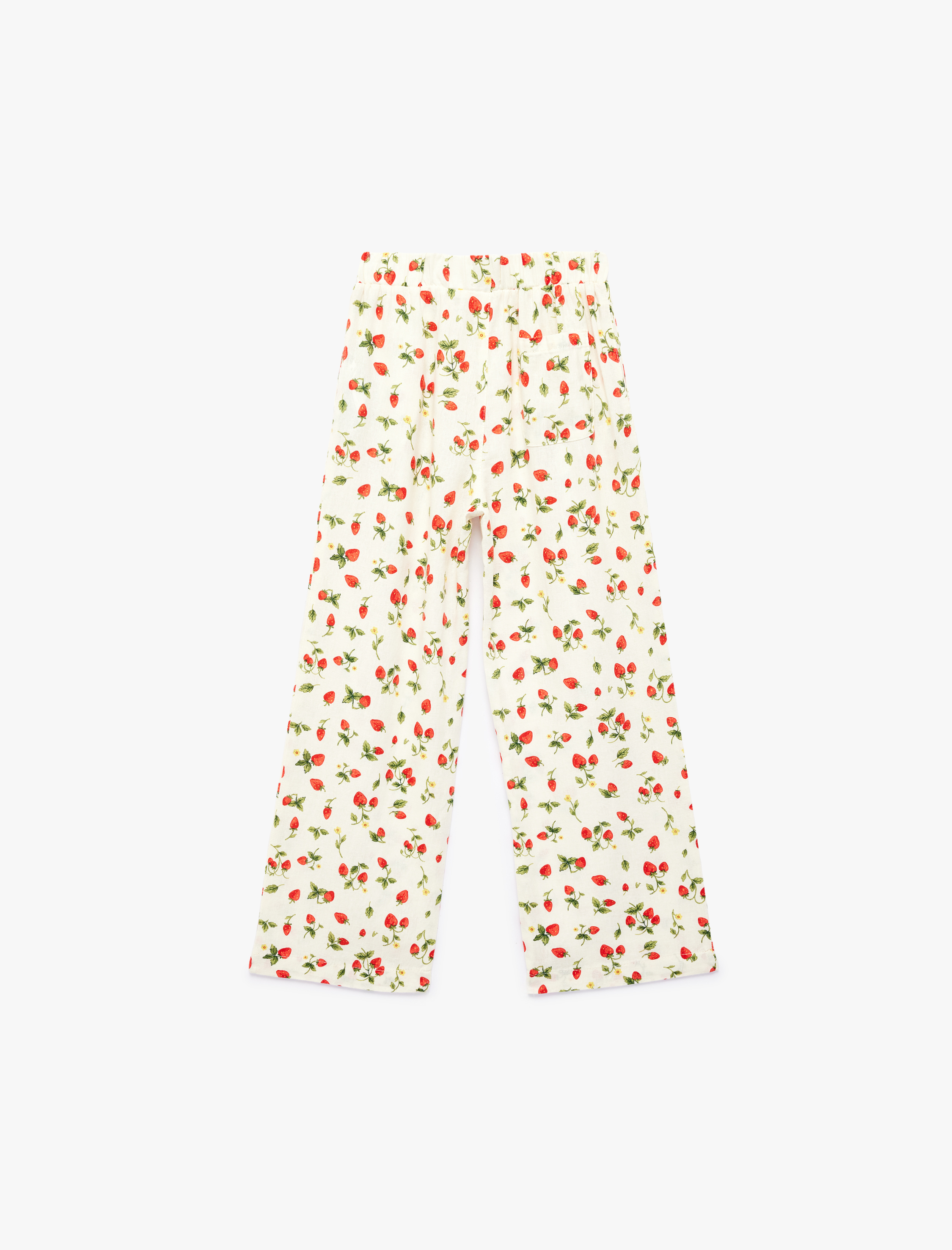  Kız Çocuk Keten ve Viskon Karışımlı Geniş Paça Pantolon