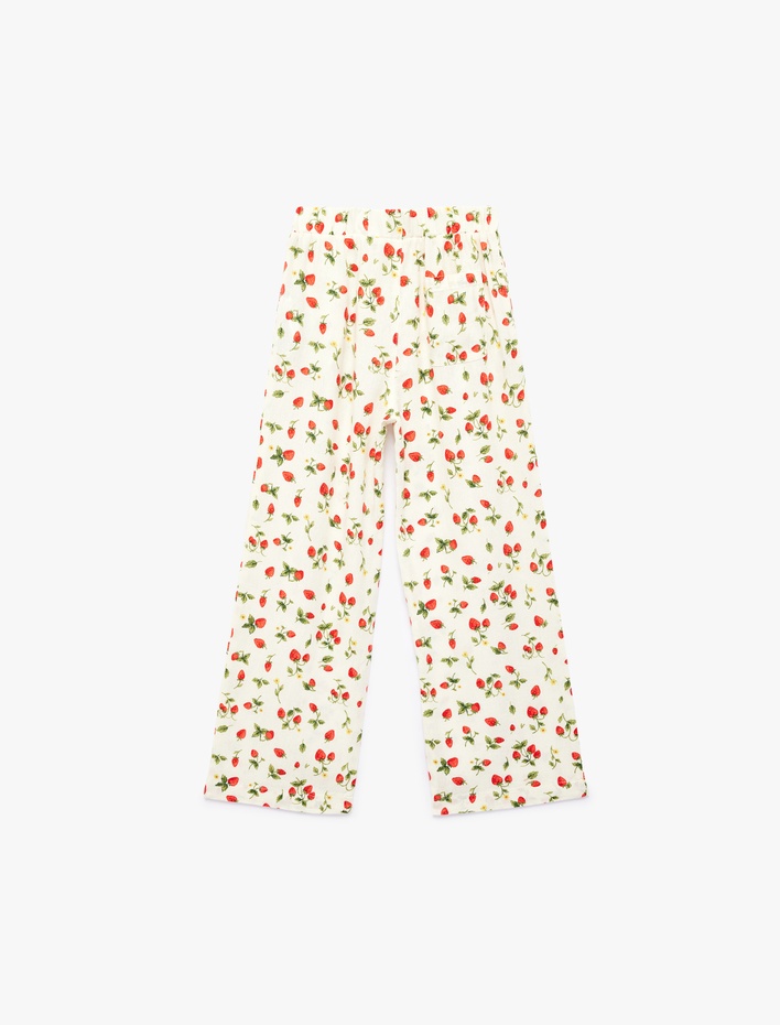 Kız Çocuk Keten ve Viskon Karışımlı Geniş Paça Pantolon