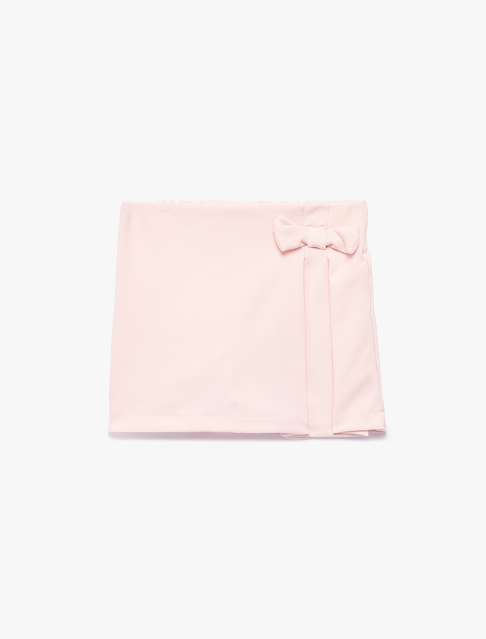 Kız Bebek Fiyonk Detaylı Pileli Şort Etek