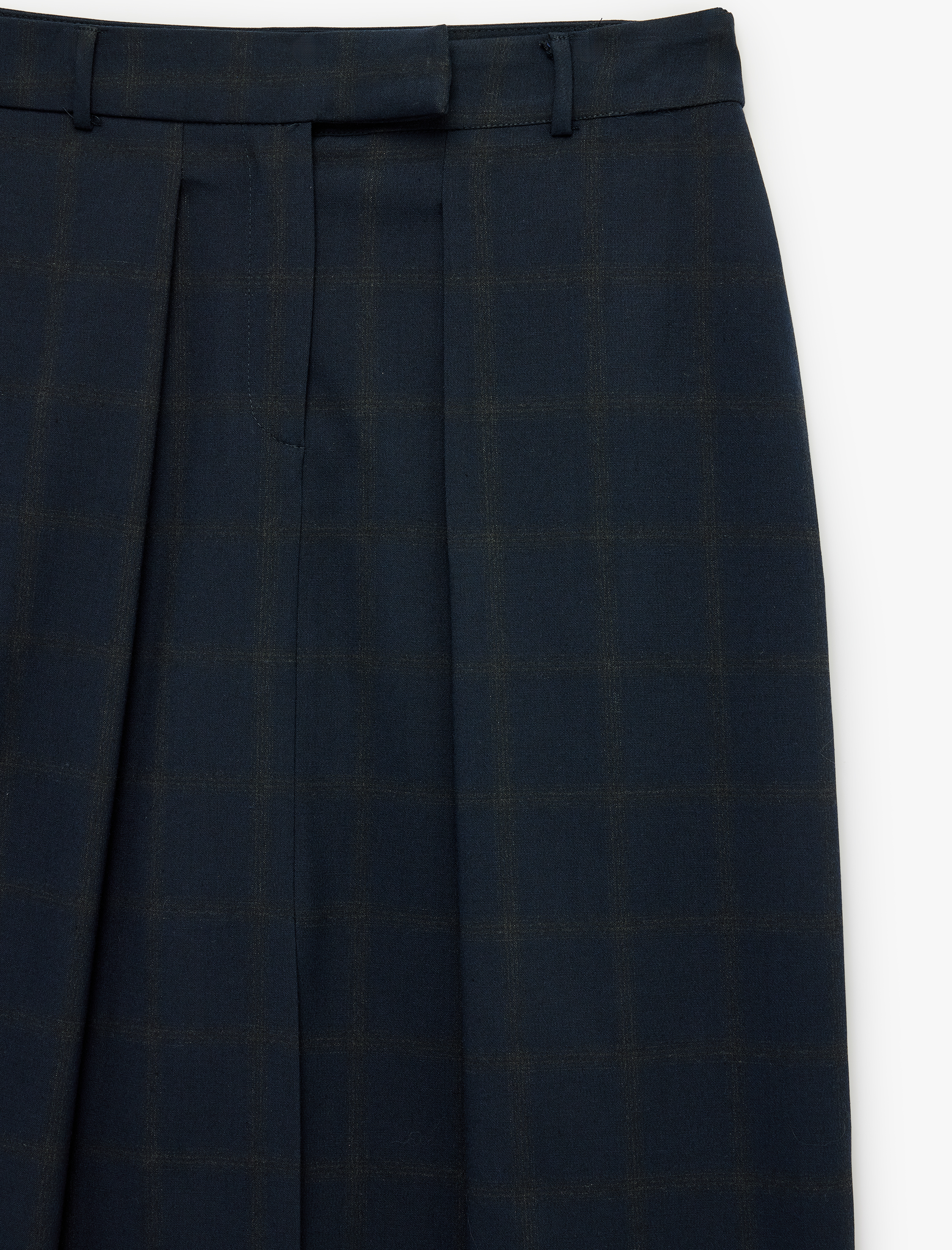   Rahat Kalıp Yüksek Bel Pileli Midi A Kesim Etek