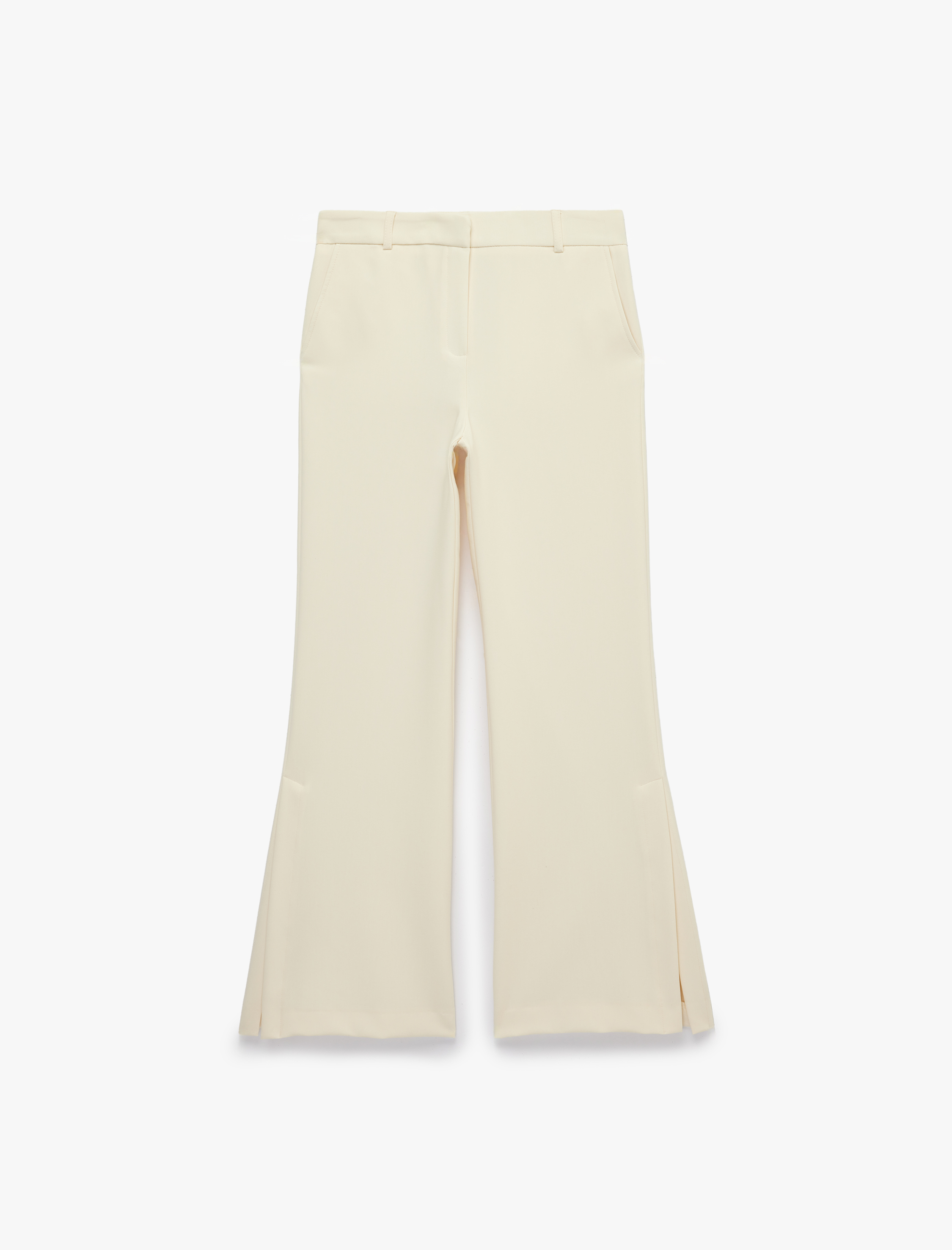   Cepli Viskon Karışımlı Yırtmaç Detaylı Yüksek Bel Geniş Paça Pantolon