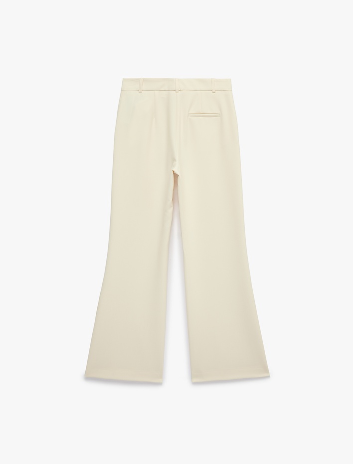  Cepli Viskon Karışımlı Yırtmaç Detaylı Yüksek Bel Geniş Paça Pantolon