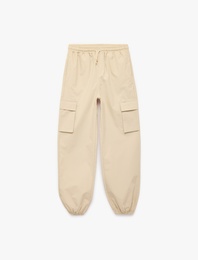 Pamuklu Kapaklı Cep Detaylı Beli Bağcıklı Oversize Jogger Pantolon