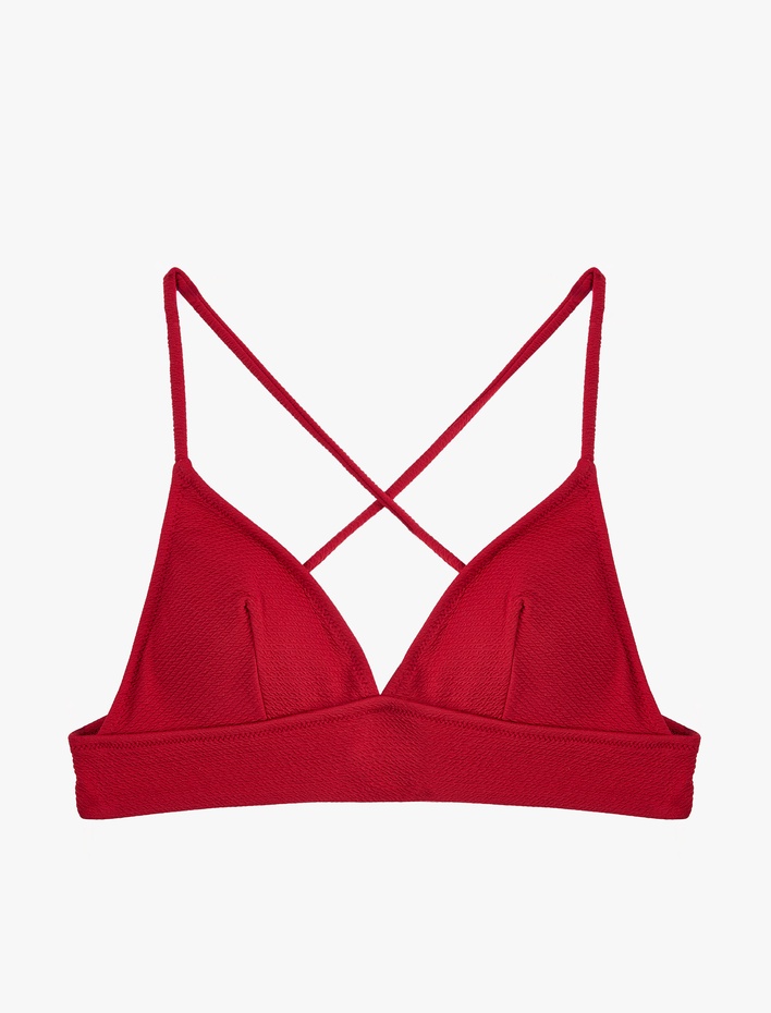 Çapraz Askılı Dokulu Bralet Bikini Üstü